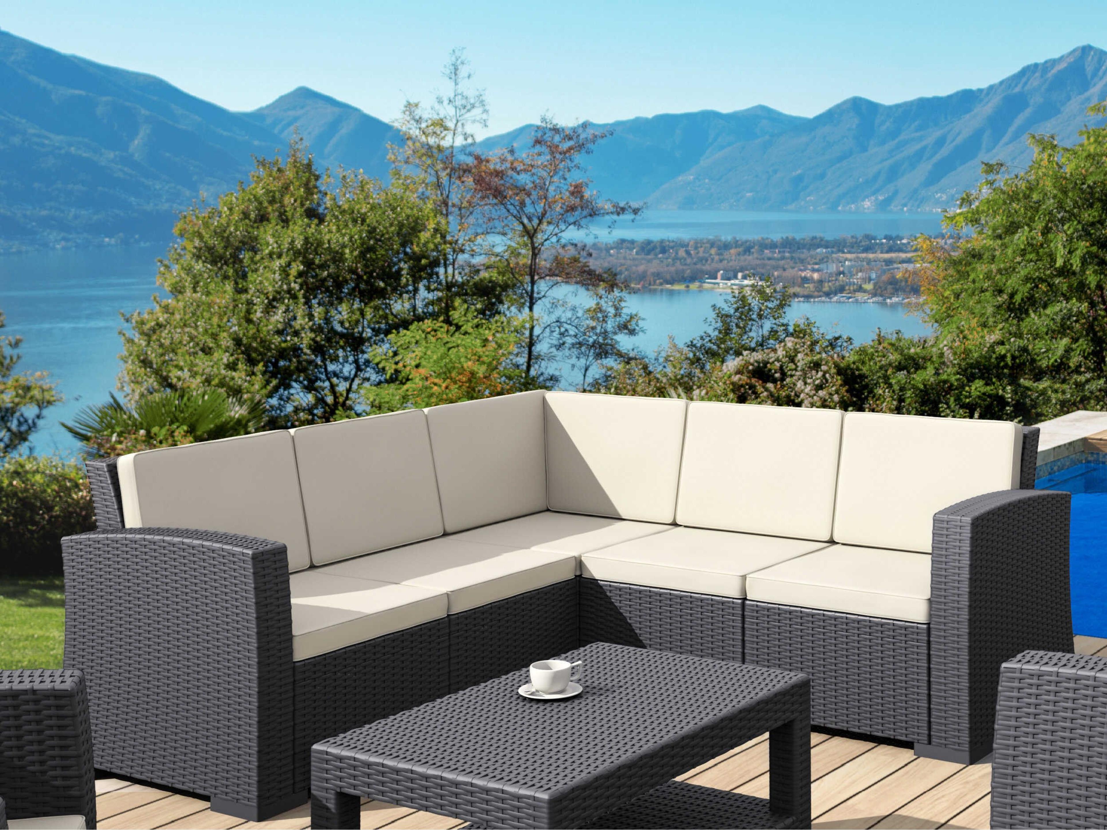 Compamia Monaco Dark Gray Resin Cushion Sofa