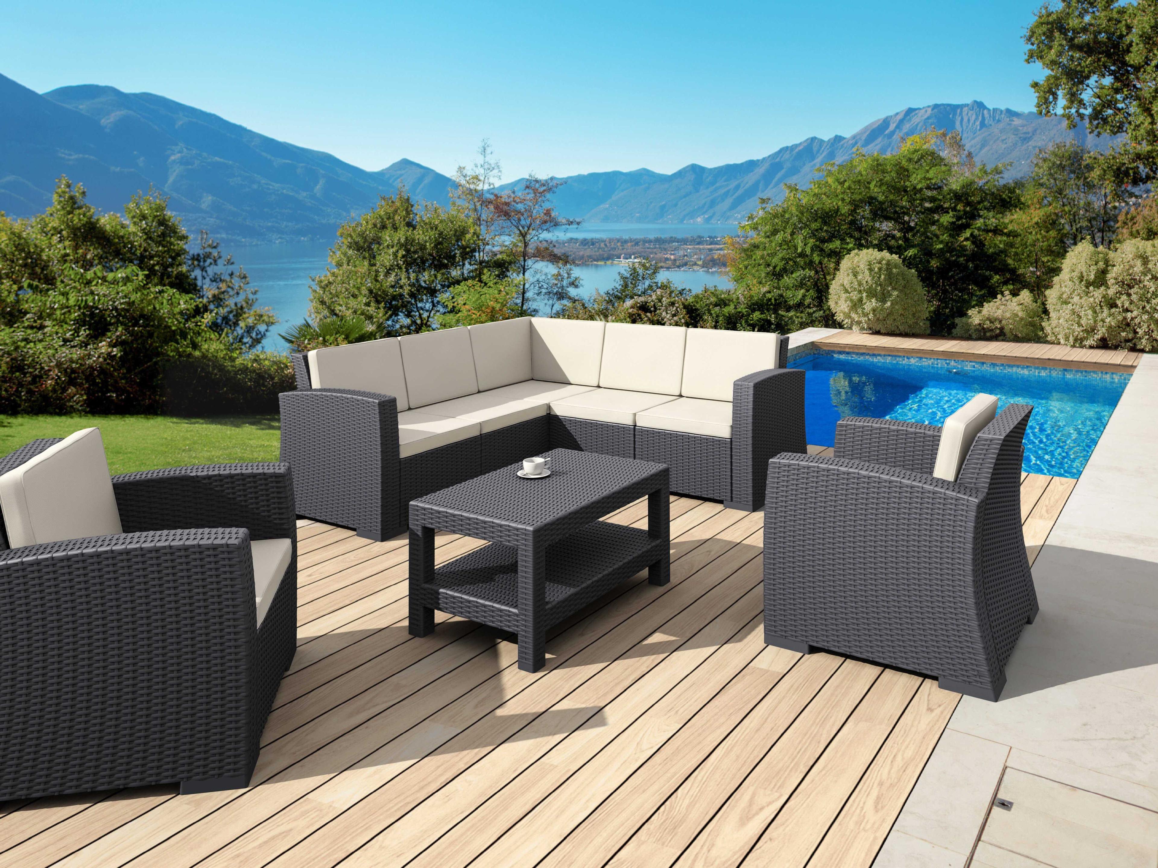 Compamia Monaco Dark Gray Resin Cushion Sofa