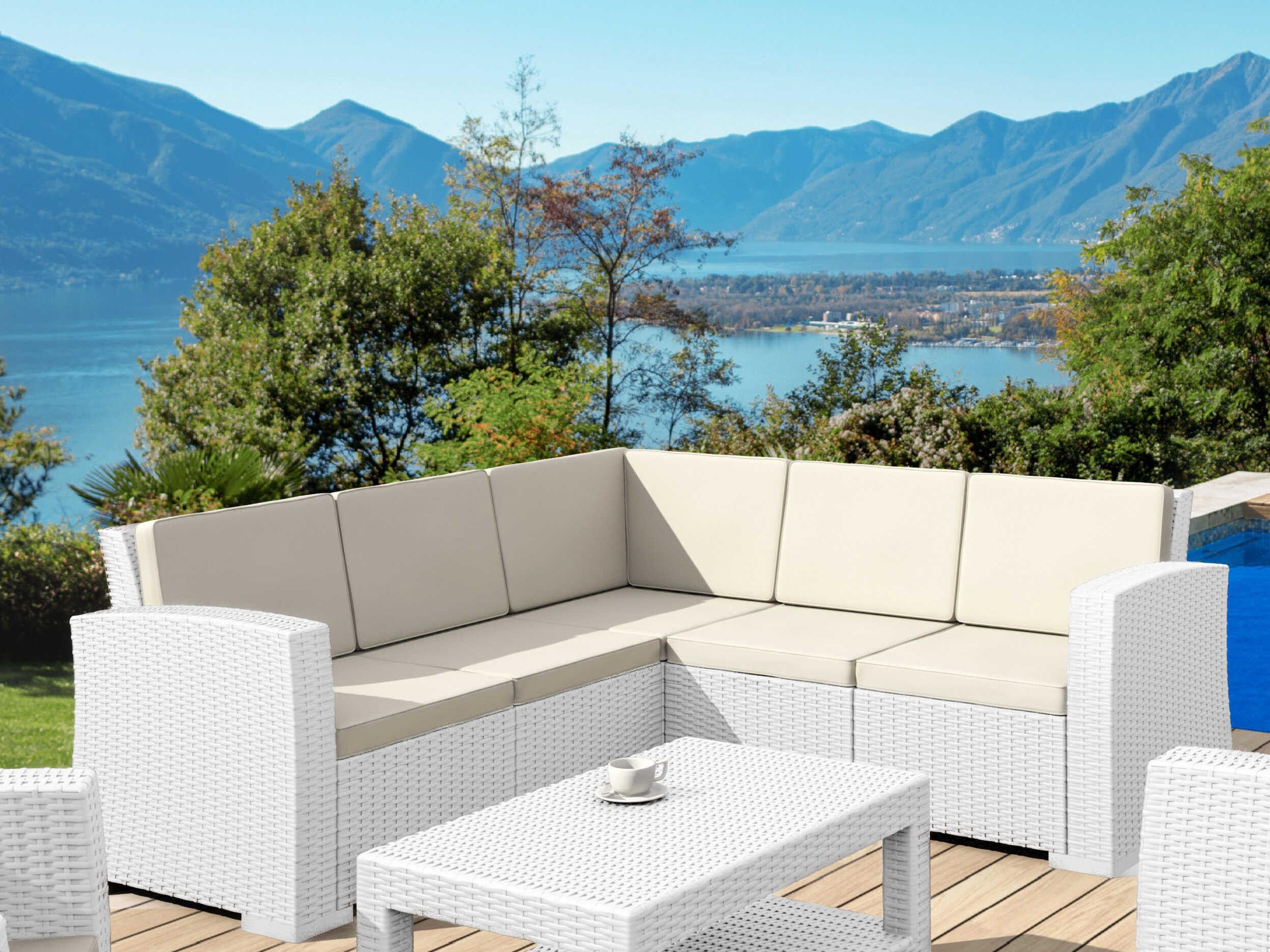 Compamia Monaco White Resin Cushion Sofa