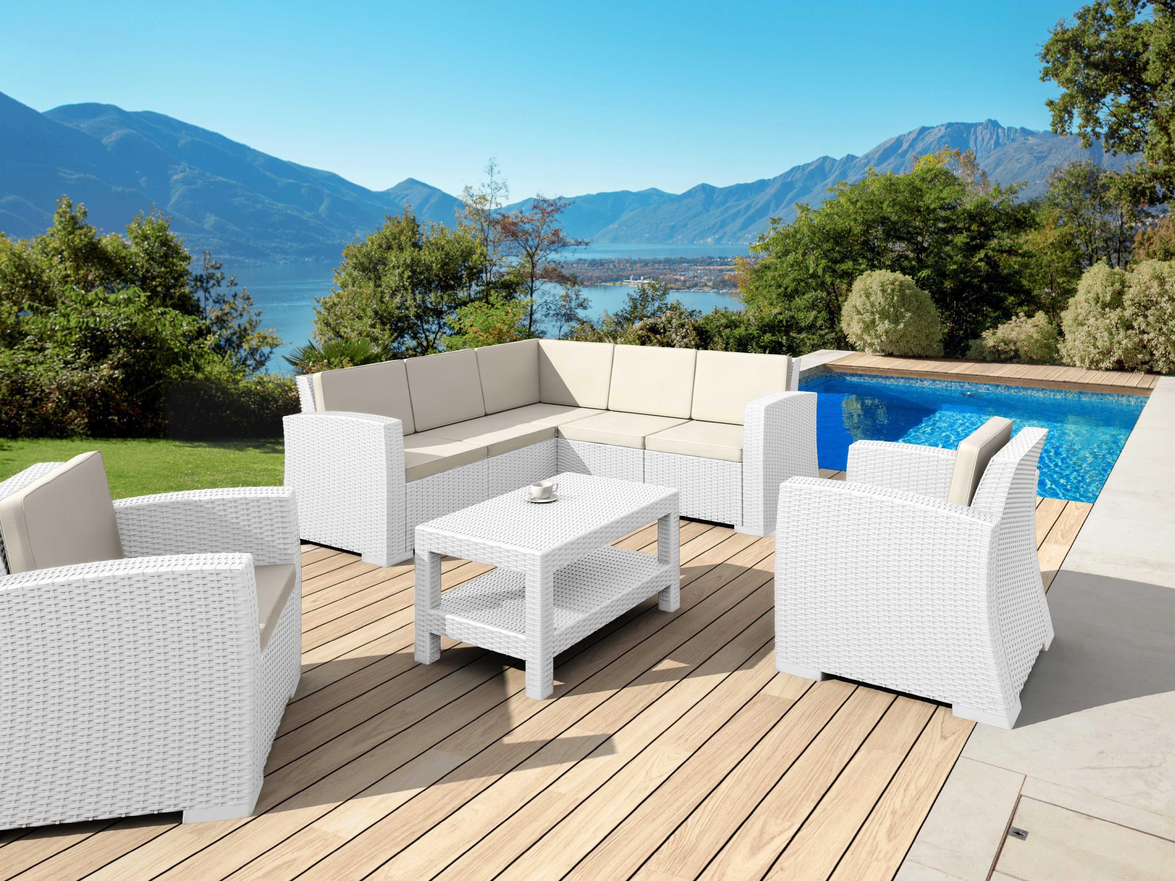 Compamia Monaco White Resin Cushion Sofa