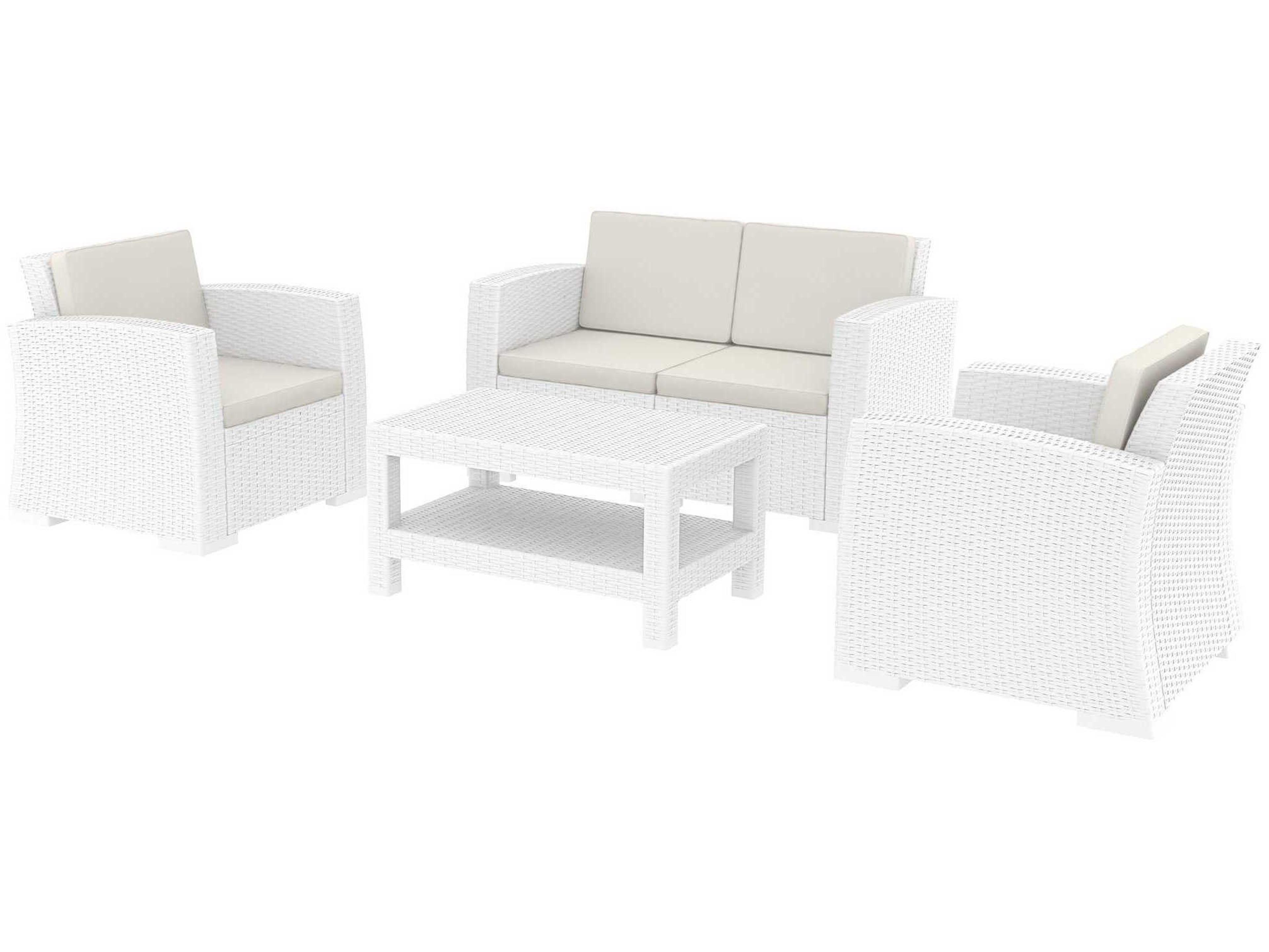 Compamia Monaco White Resin Cushion Lounge Set