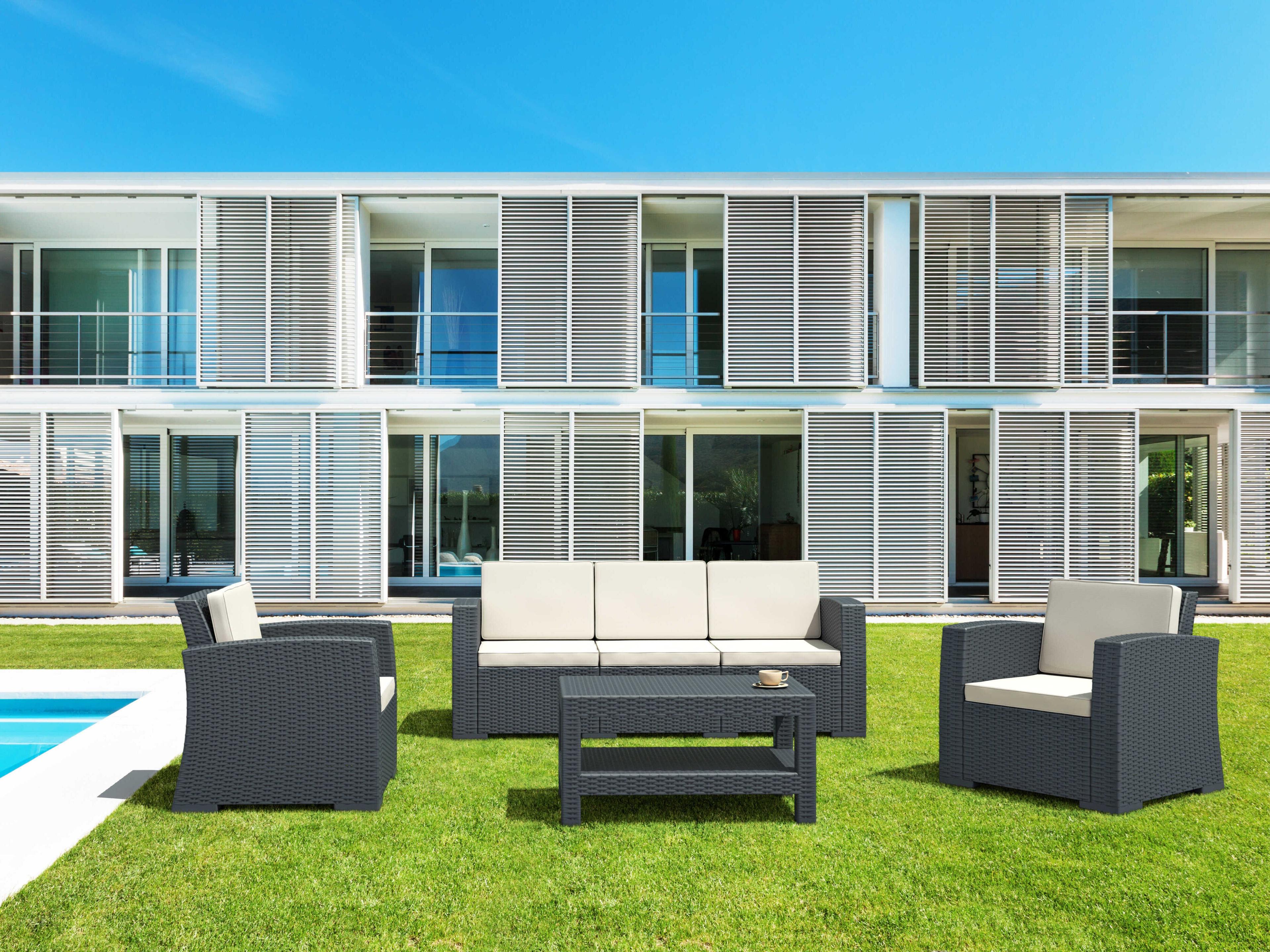 Monaco Dark Gray Resin Cushion Lounge Set