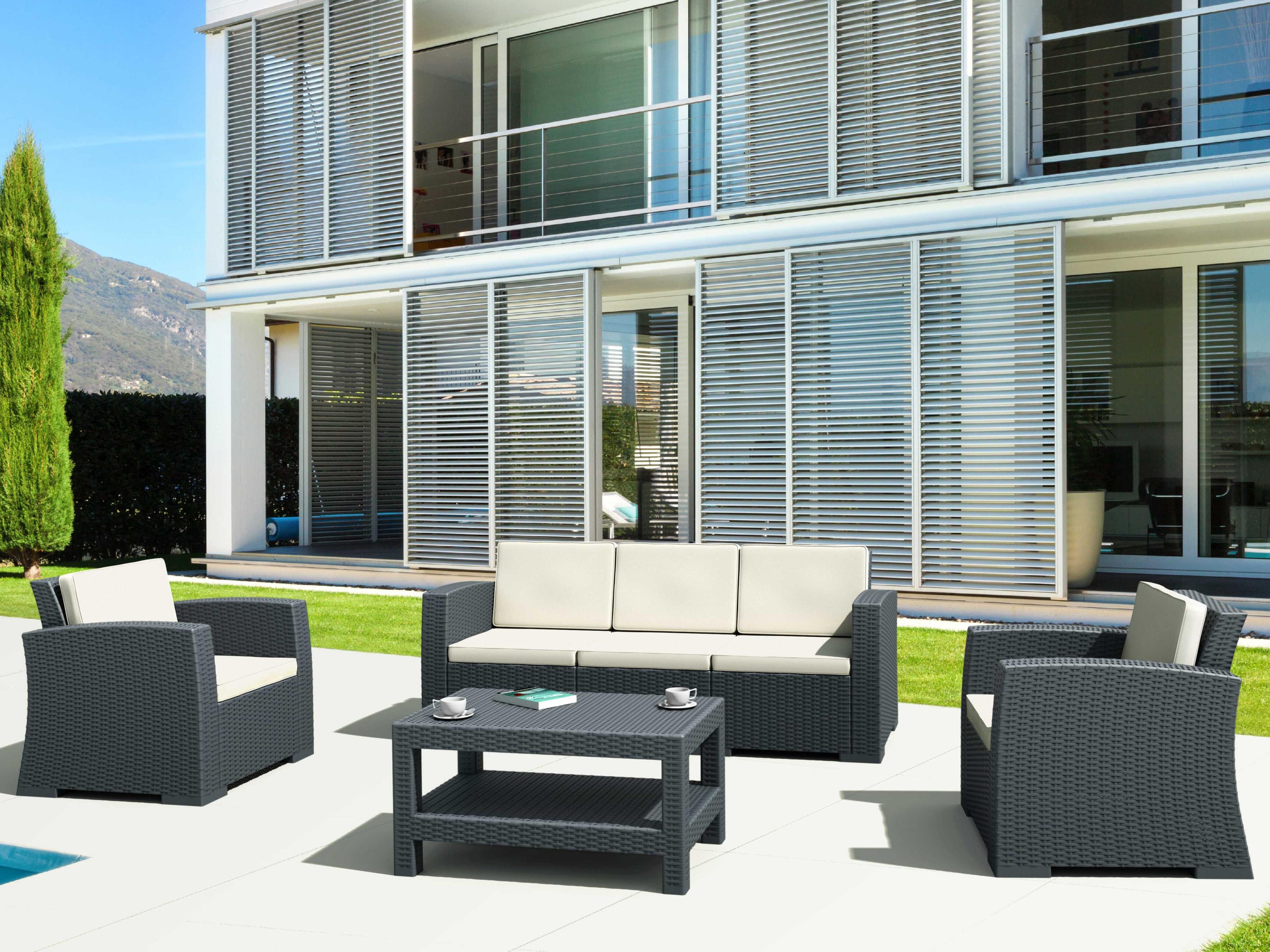 Compamia Monaco Dark Gray Resin Cushion Lounge Set