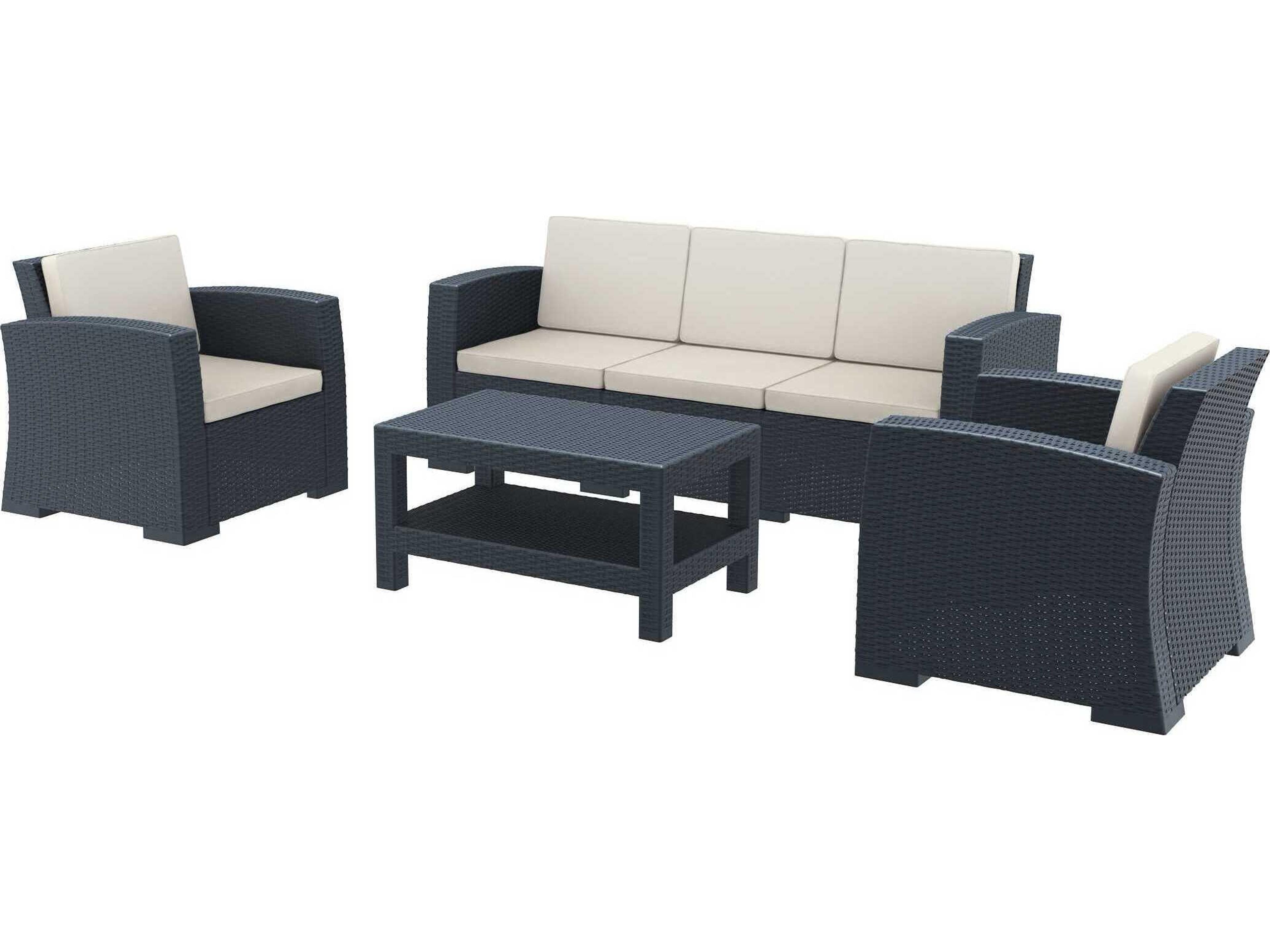 Compamia Monaco Dark Gray Resin Cushion Lounge Set