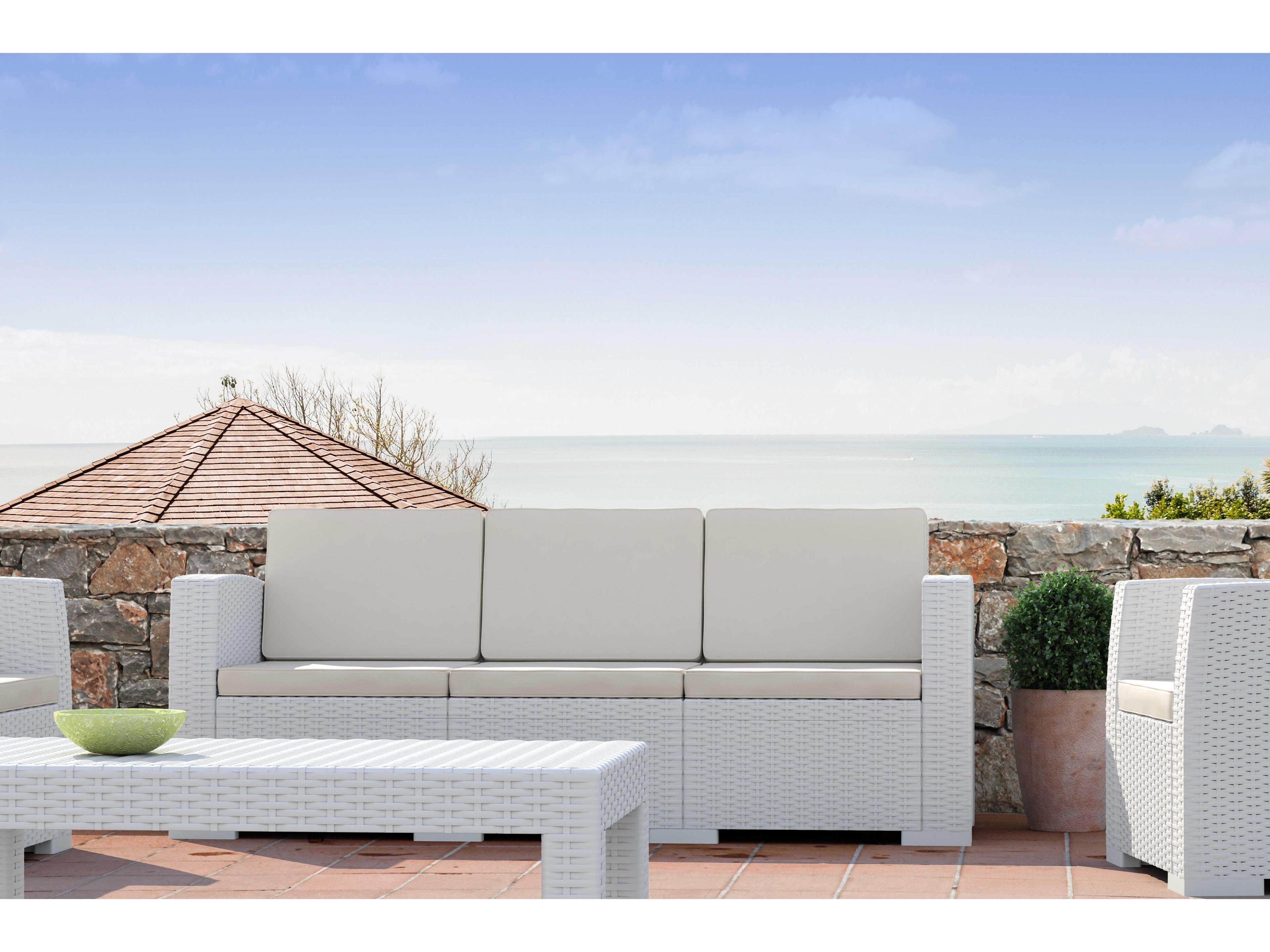 Compamia Monaco White Resin Cushion Lounge Set