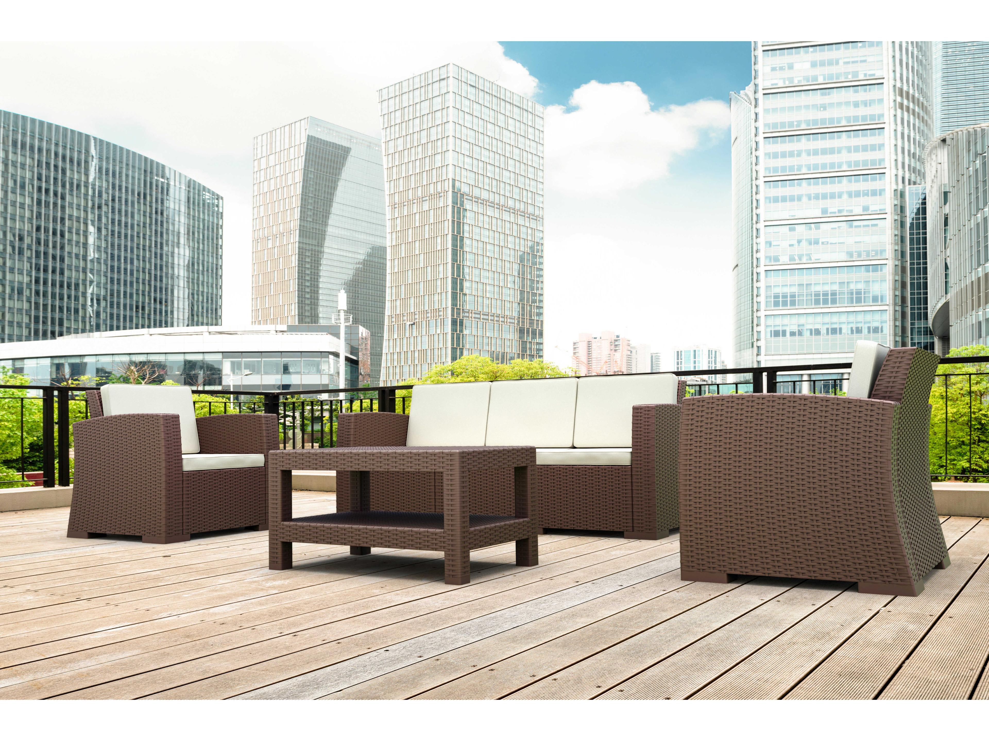 Compamia Monaco Brown Resin Rectangular Coffee Table