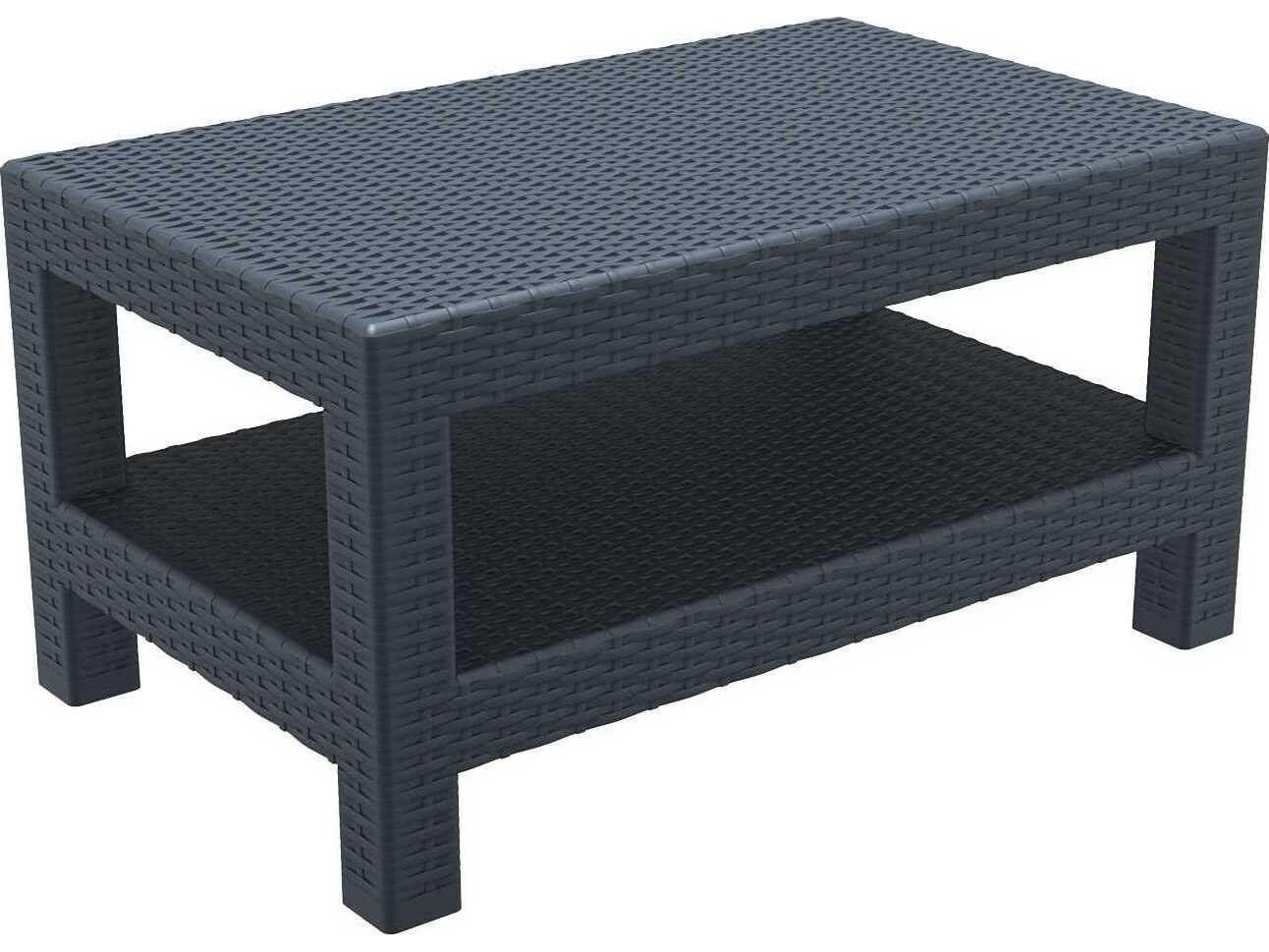 Monaco Dark Gray Resin Rectangular Coffee Table
