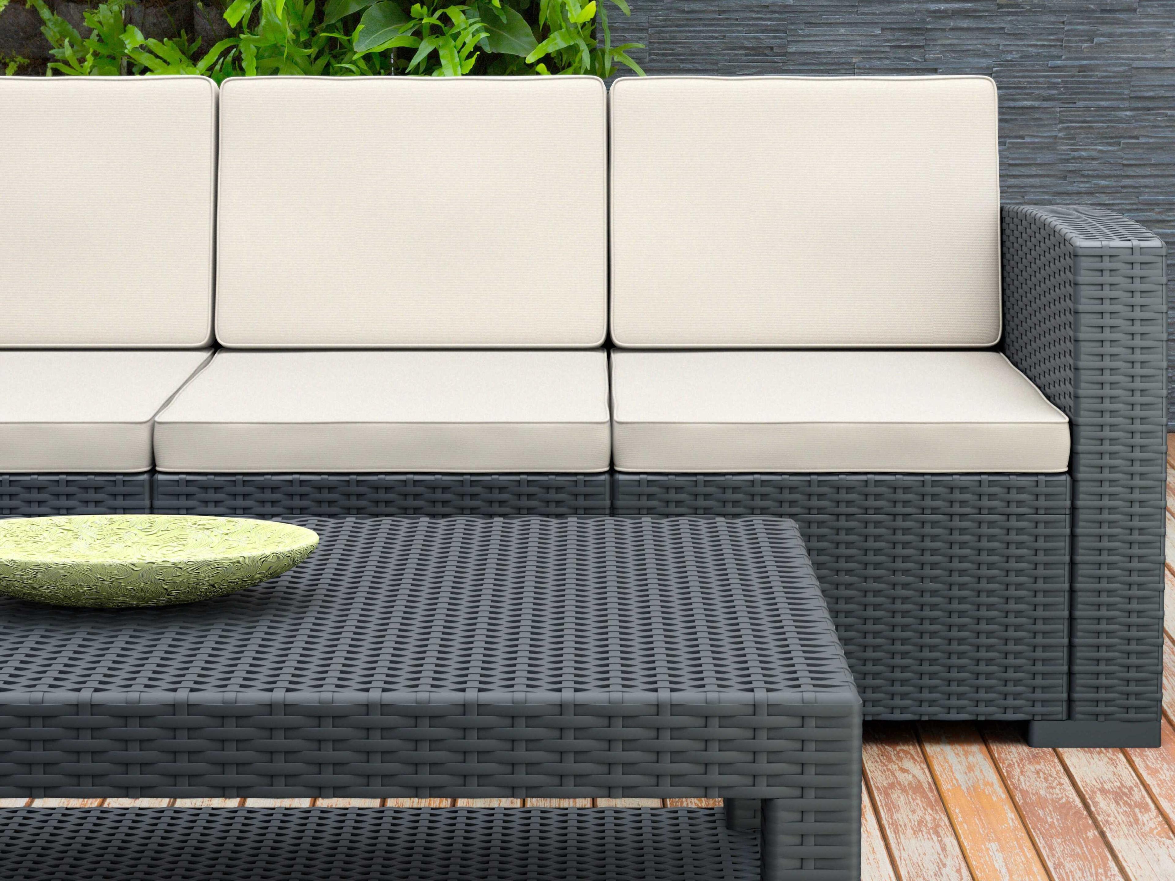 Compamia Monaco Dark Gray Resin Rectangular Coffee Table