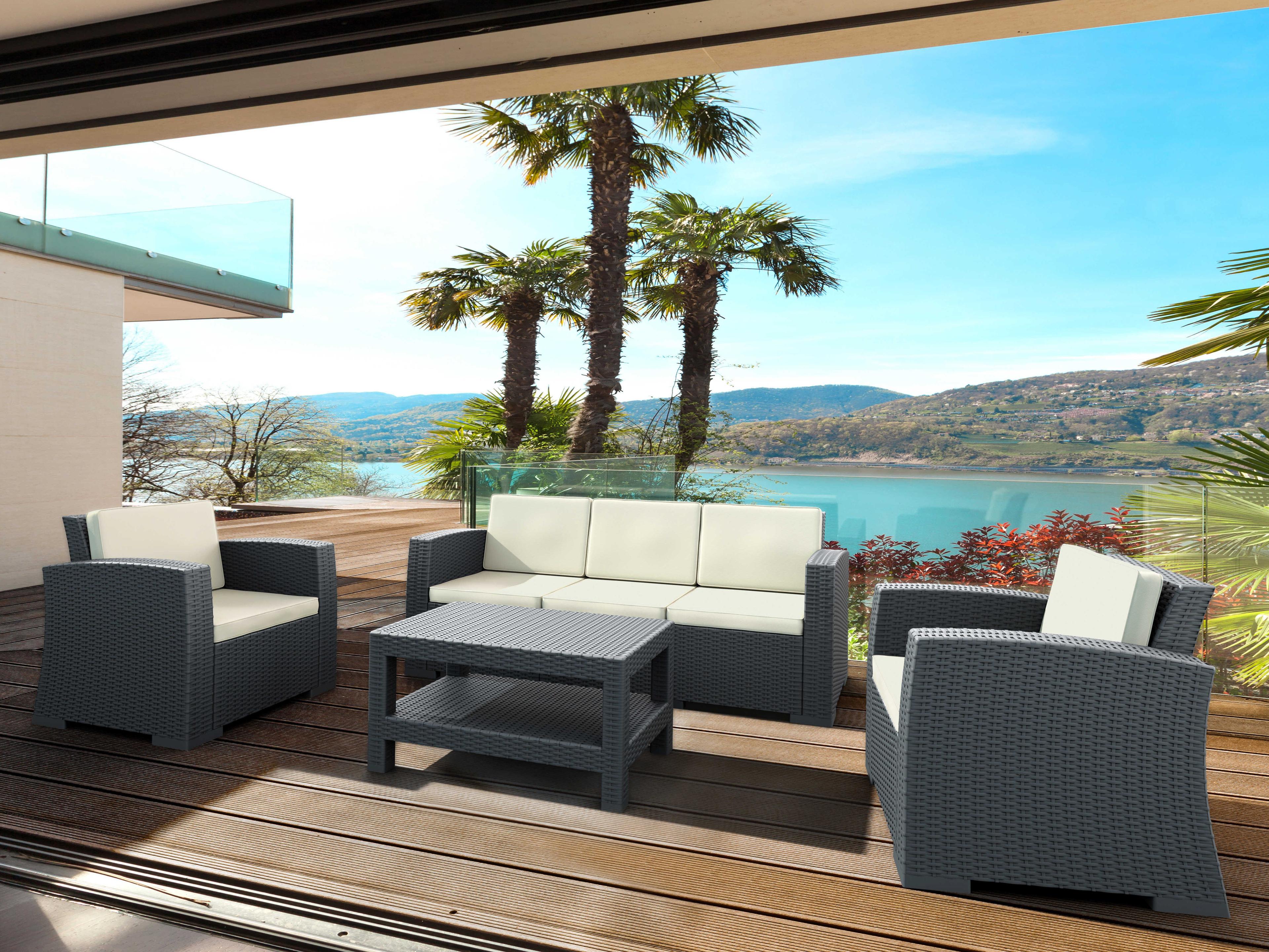 Compamia Monaco Dark Gray Resin Rectangular Coffee Table