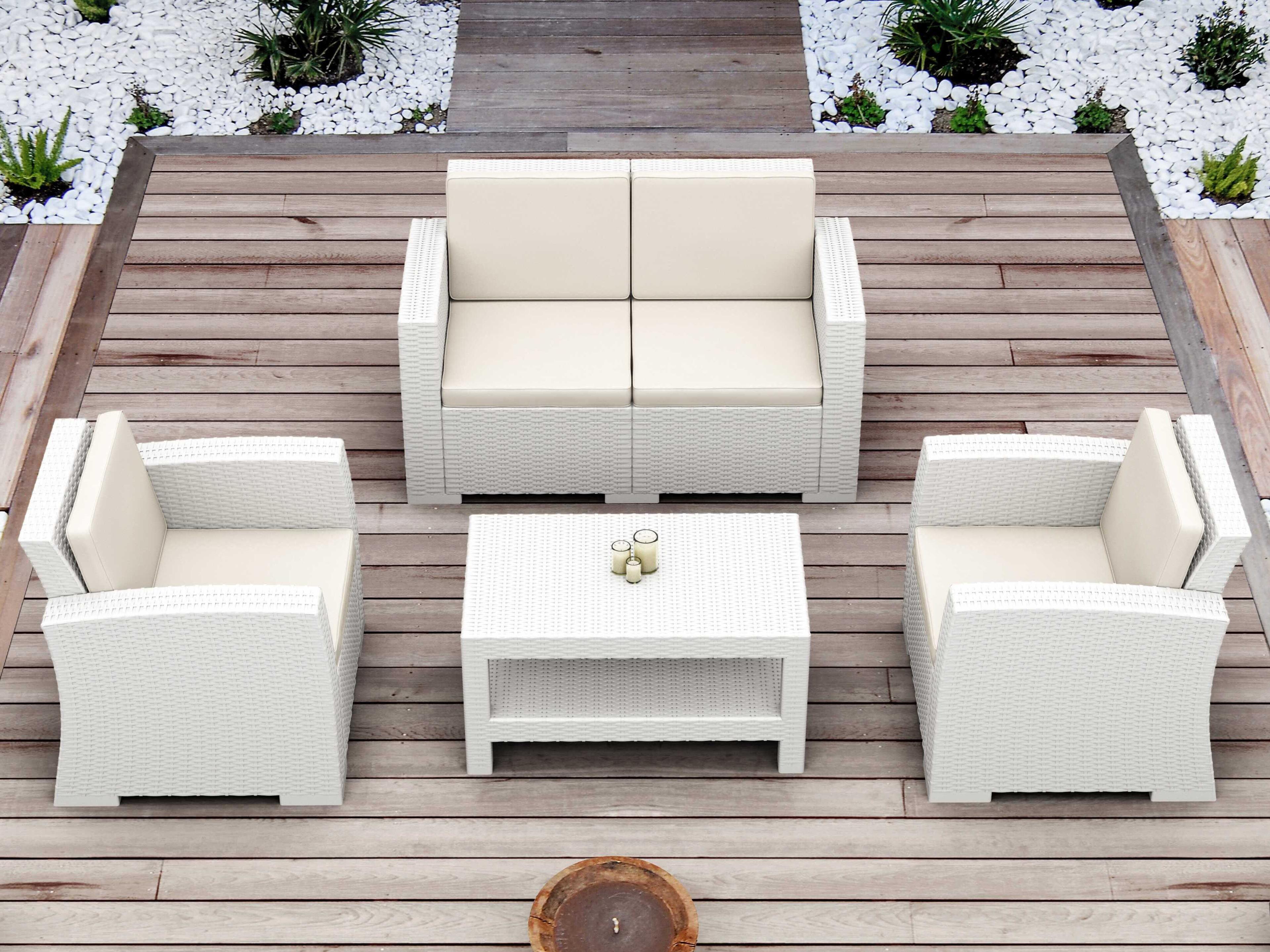 Compamia Monaco White Resin Rectangular Coffee Table