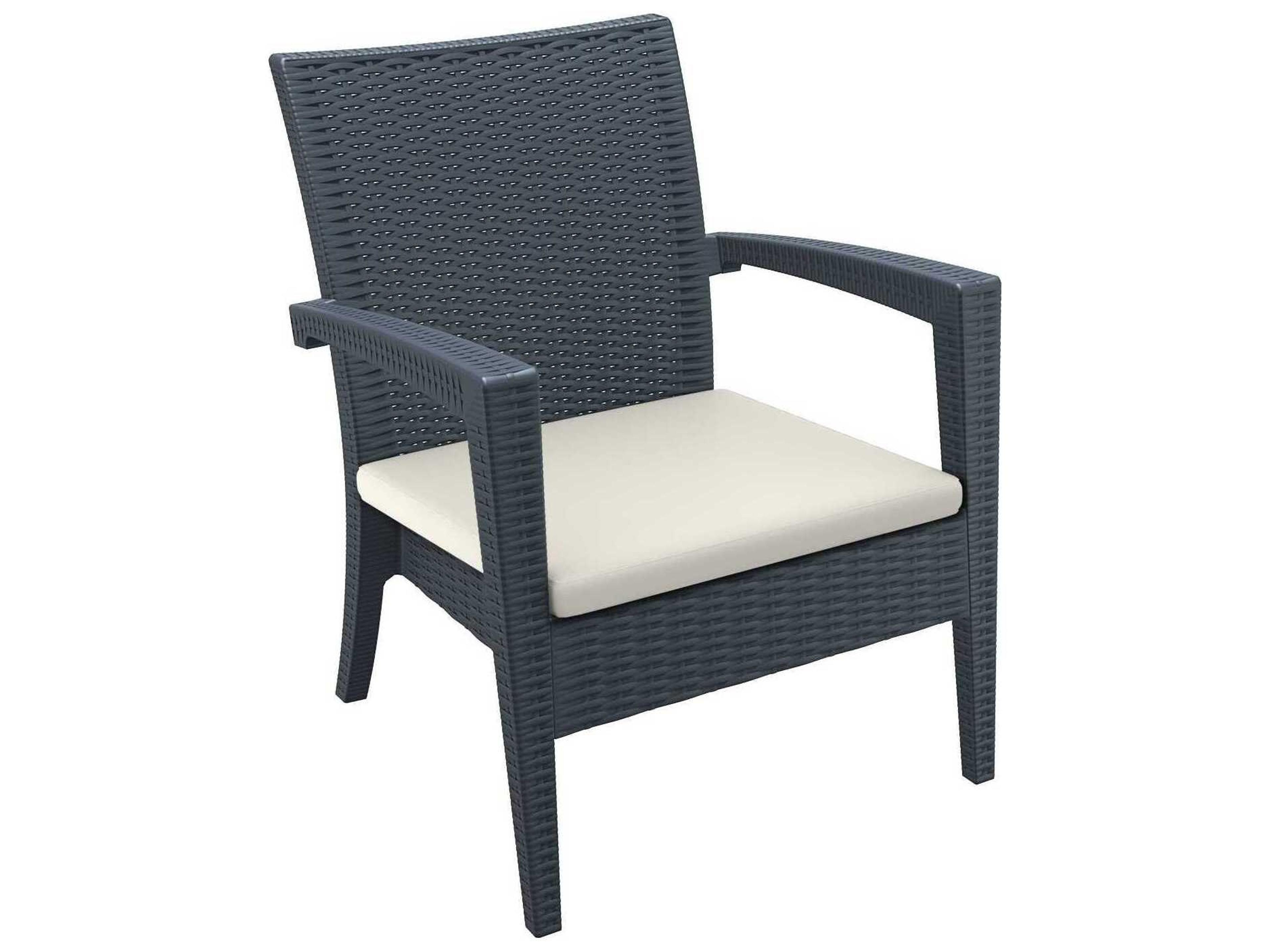 Miami Dark Gray Resin Cushion Lounge Chair
