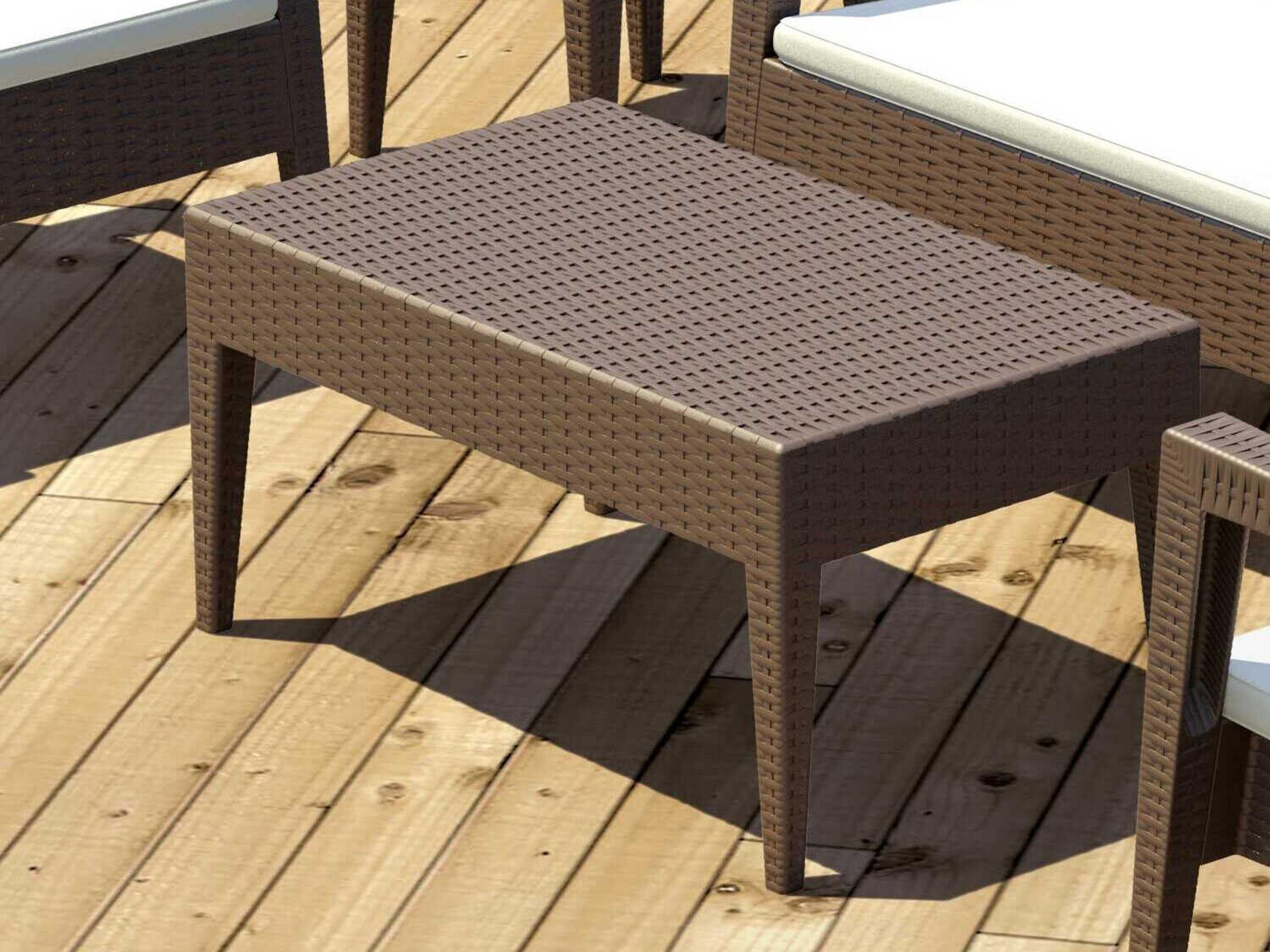 Compamia Miami Brown Resin Rectangular Coffee Table