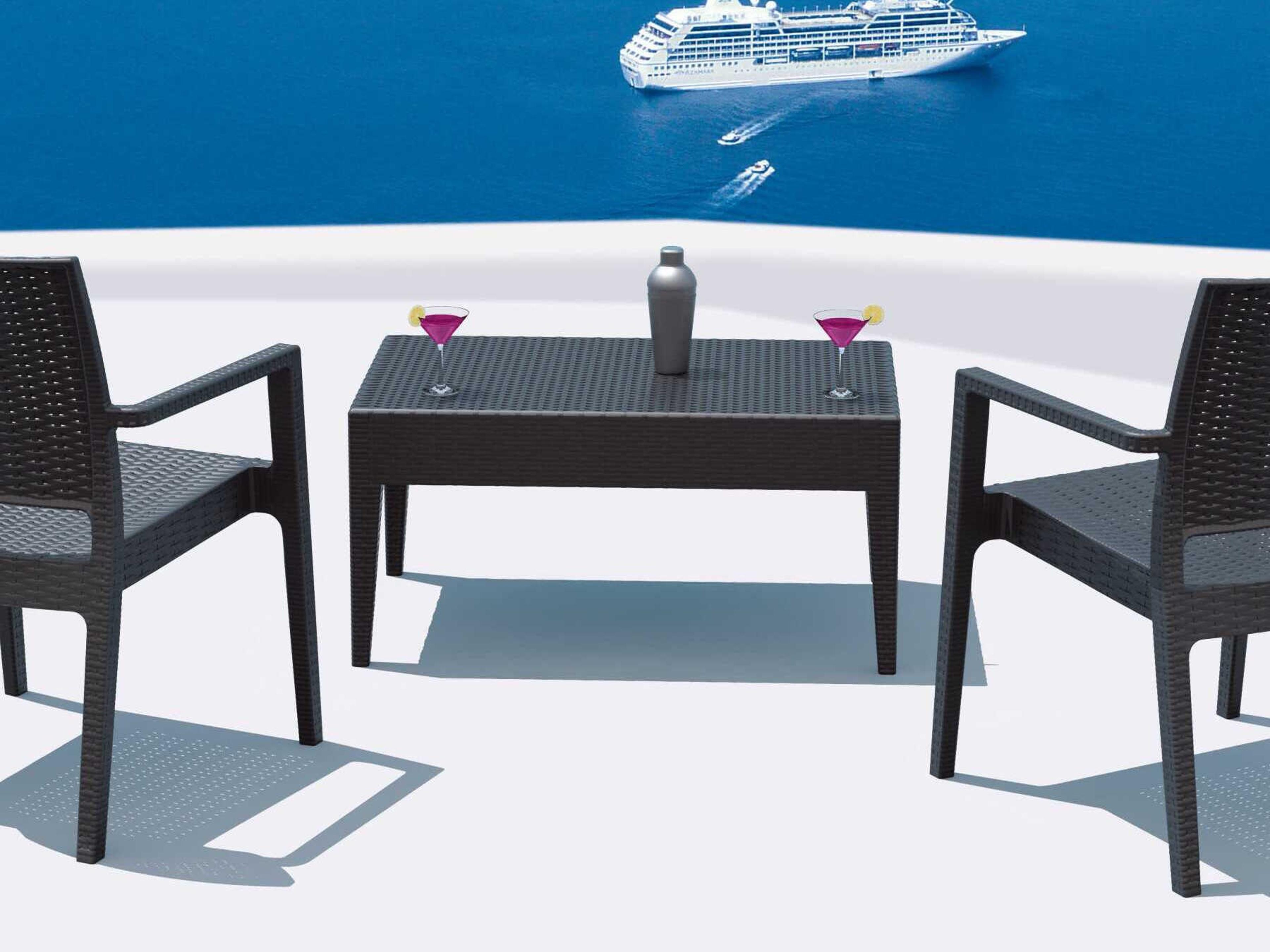 Compamia Miami Dark Gray Resin Rectangular Coffee Table