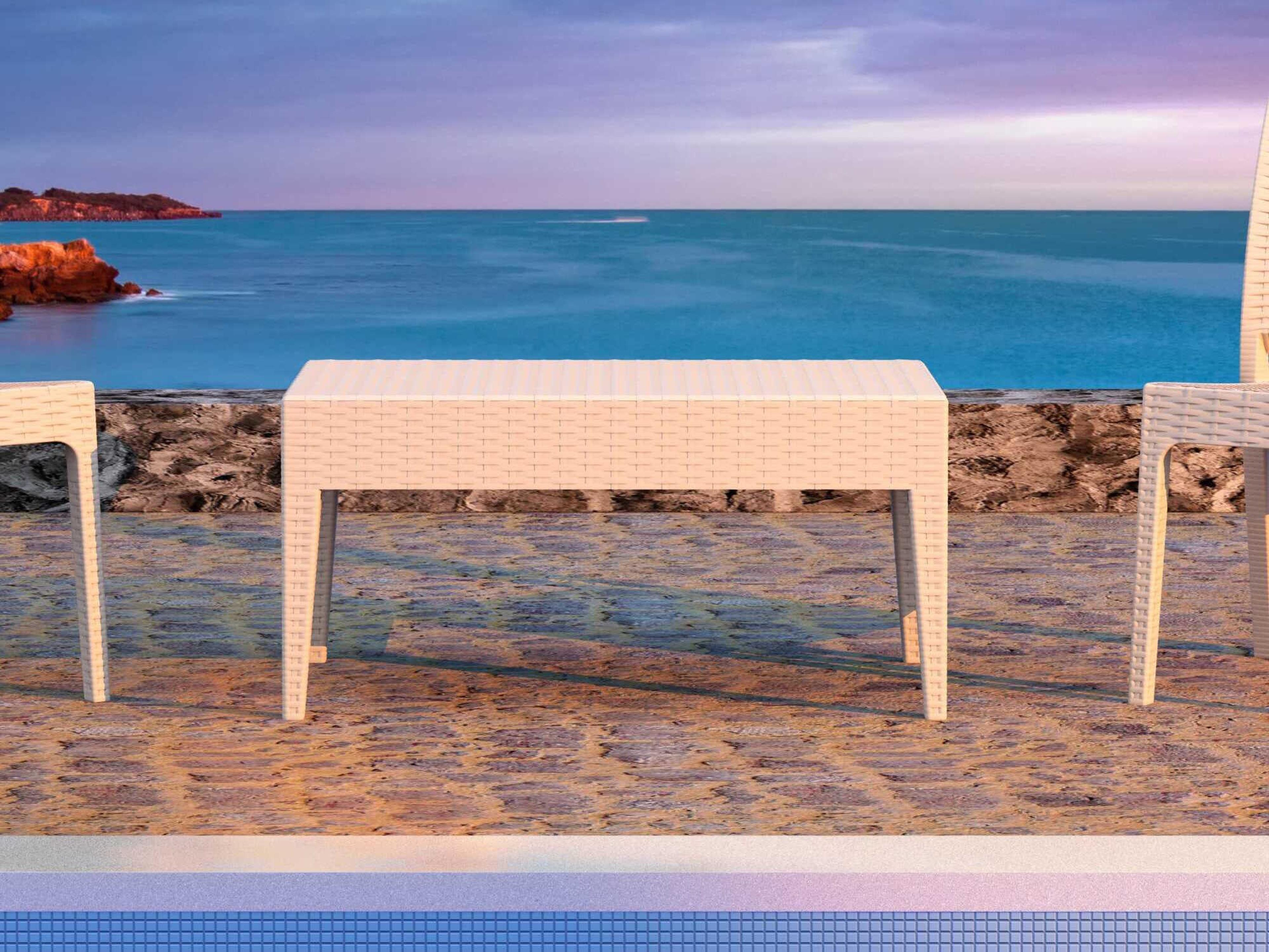 Compamia Miami White Resin Rectangular Coffee Table