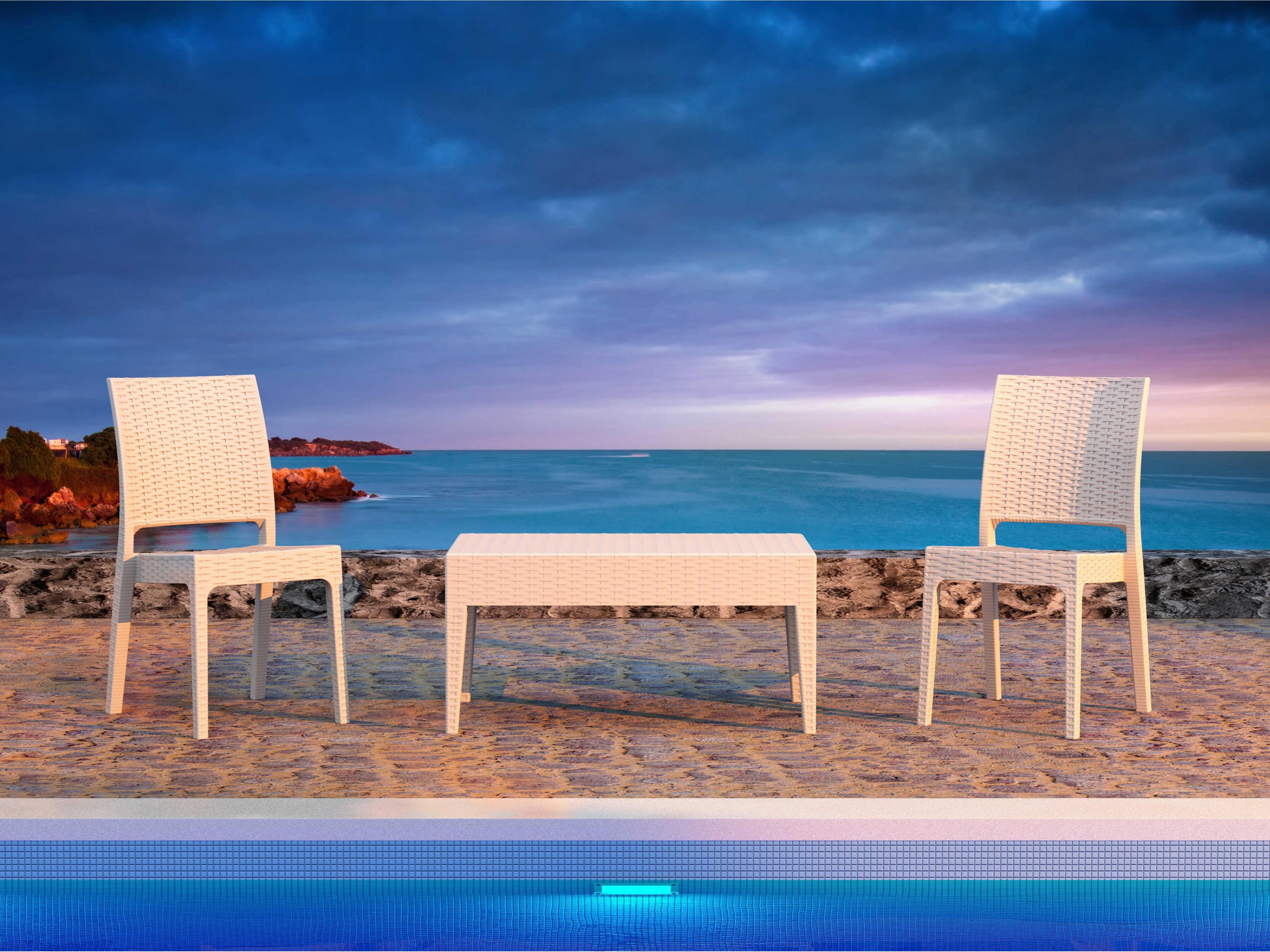 Compamia Miami White Resin Rectangular Coffee Table