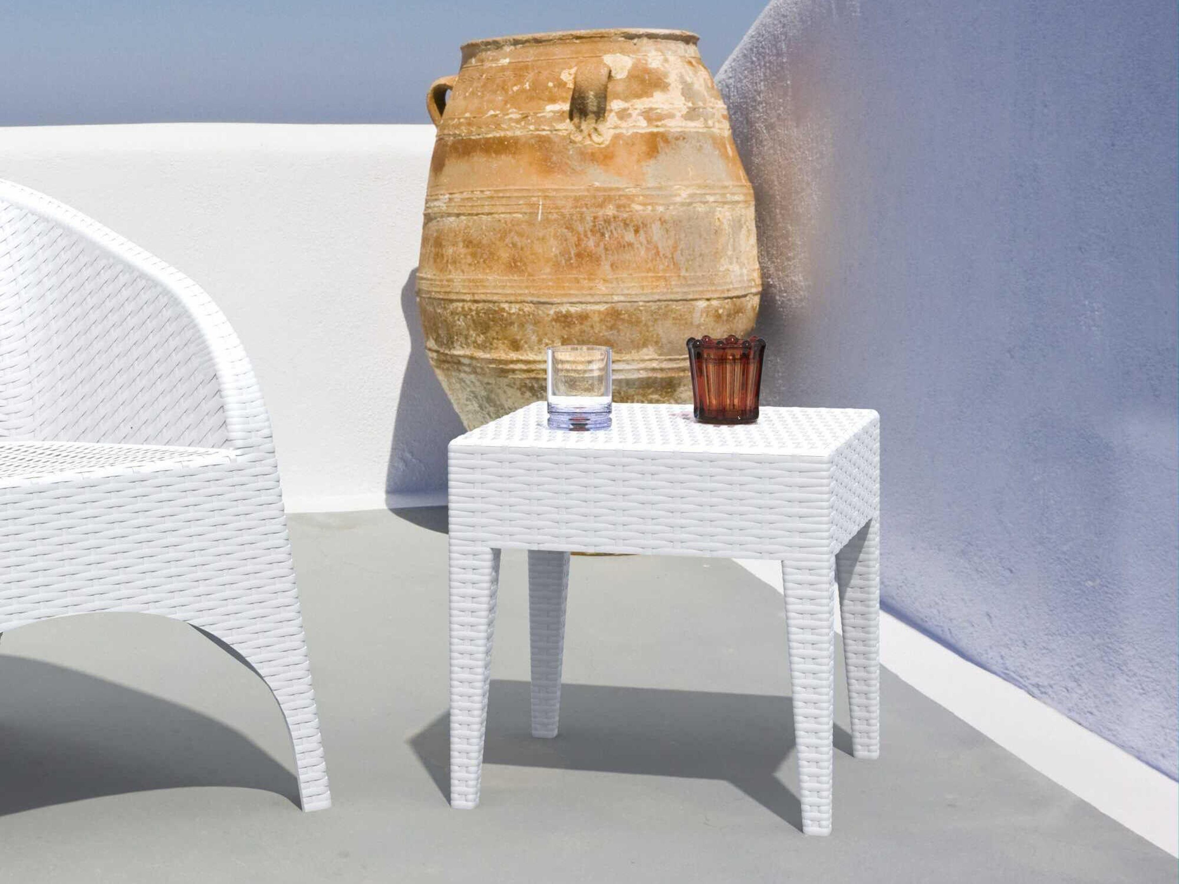 Compamia Miami White Resin Square End Table