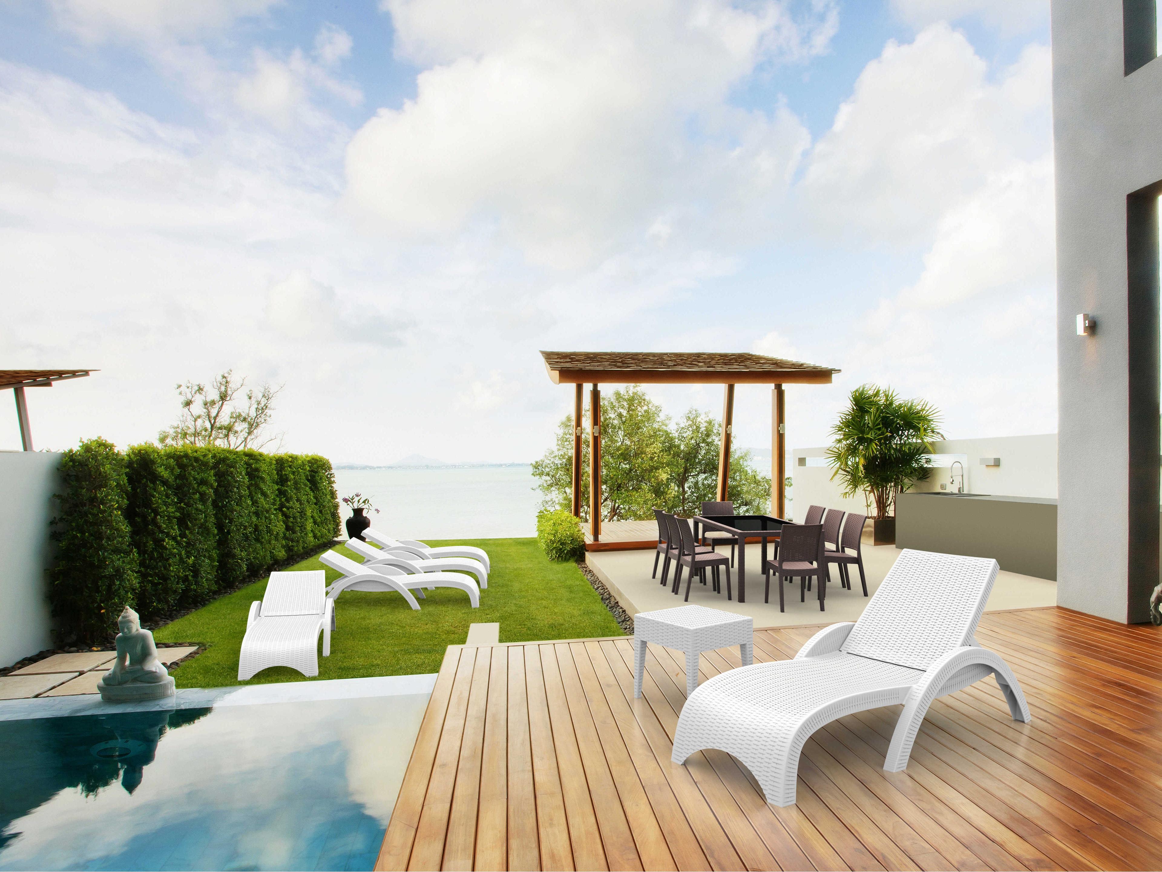 Compamia Miami White Resin Chaise Lounge