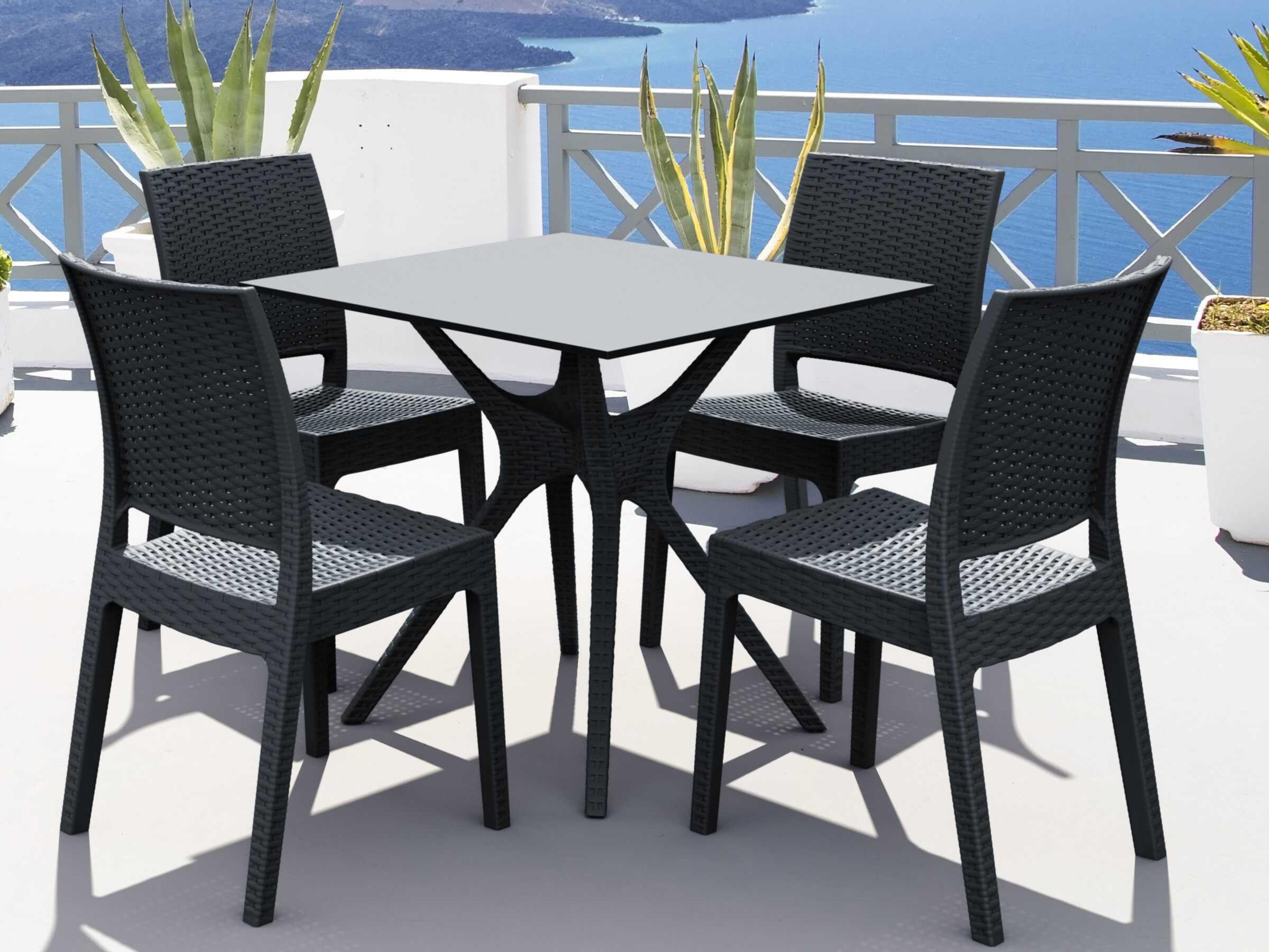 Compamia Ibiza Dark Gray Resin Square Dining Table