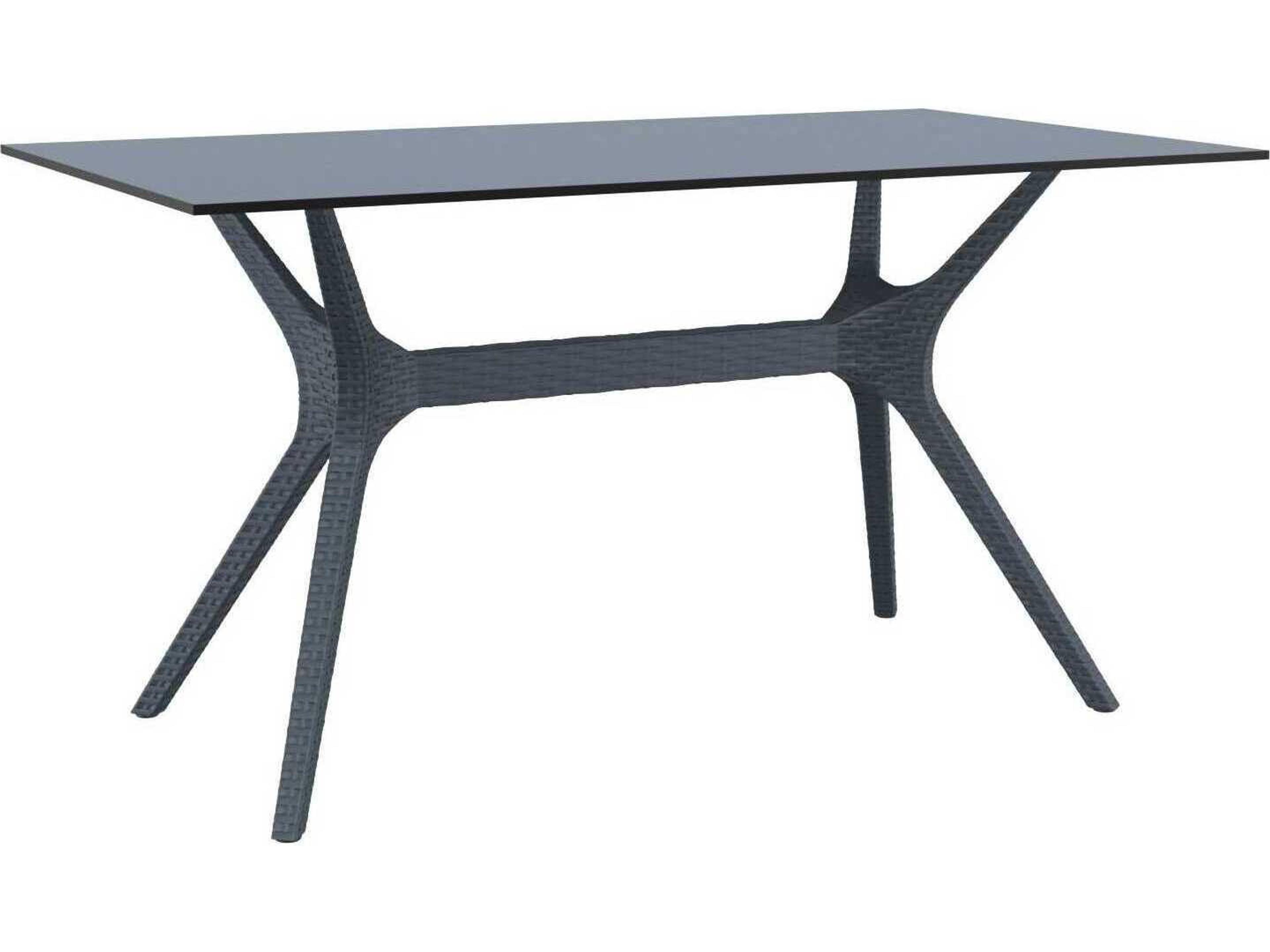 Ibiza Dark Gray Resin Rectangular Dining Table
