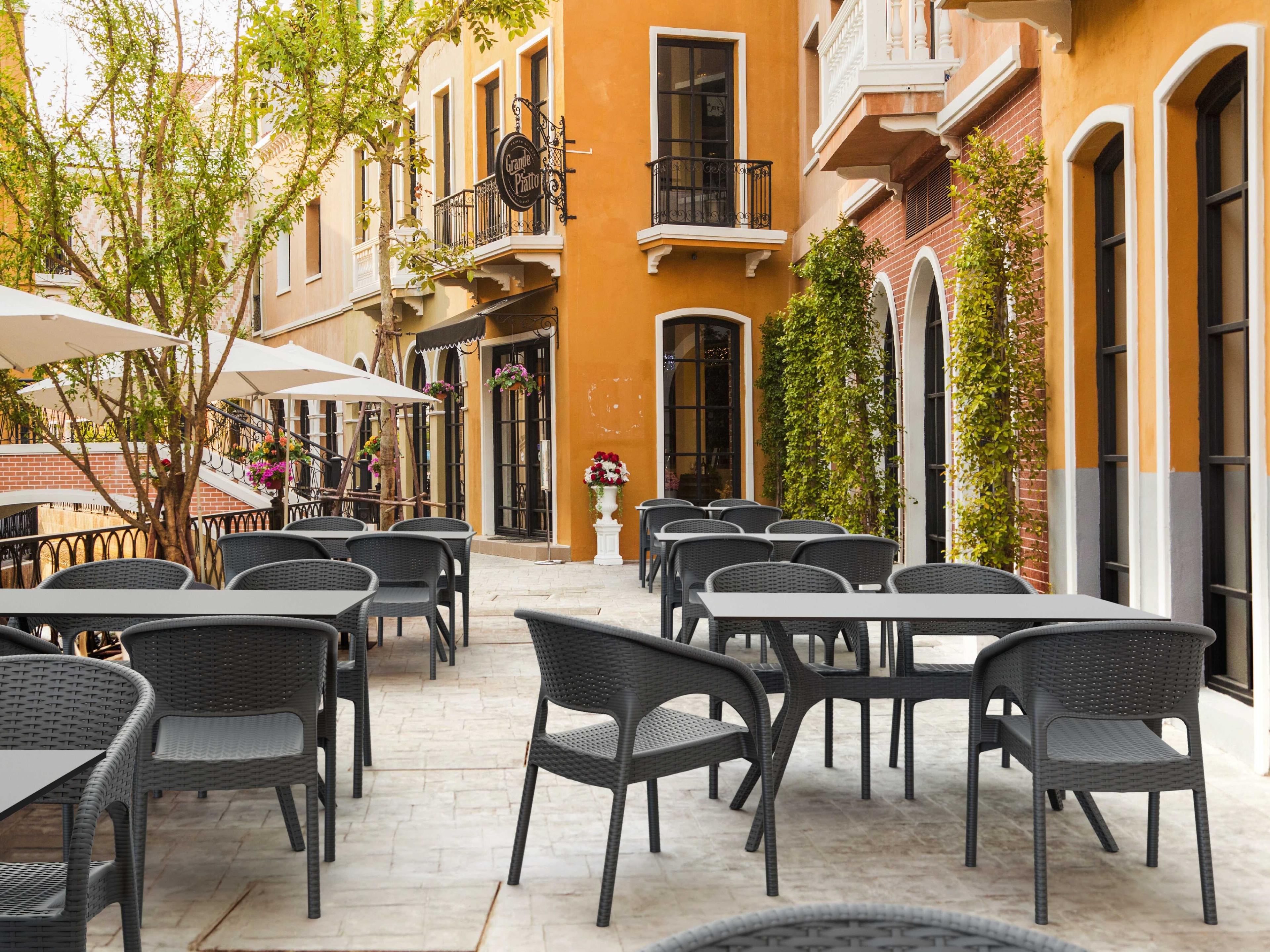 Compamia Ibiza Dark Gray Resin Rectangular Dining Table