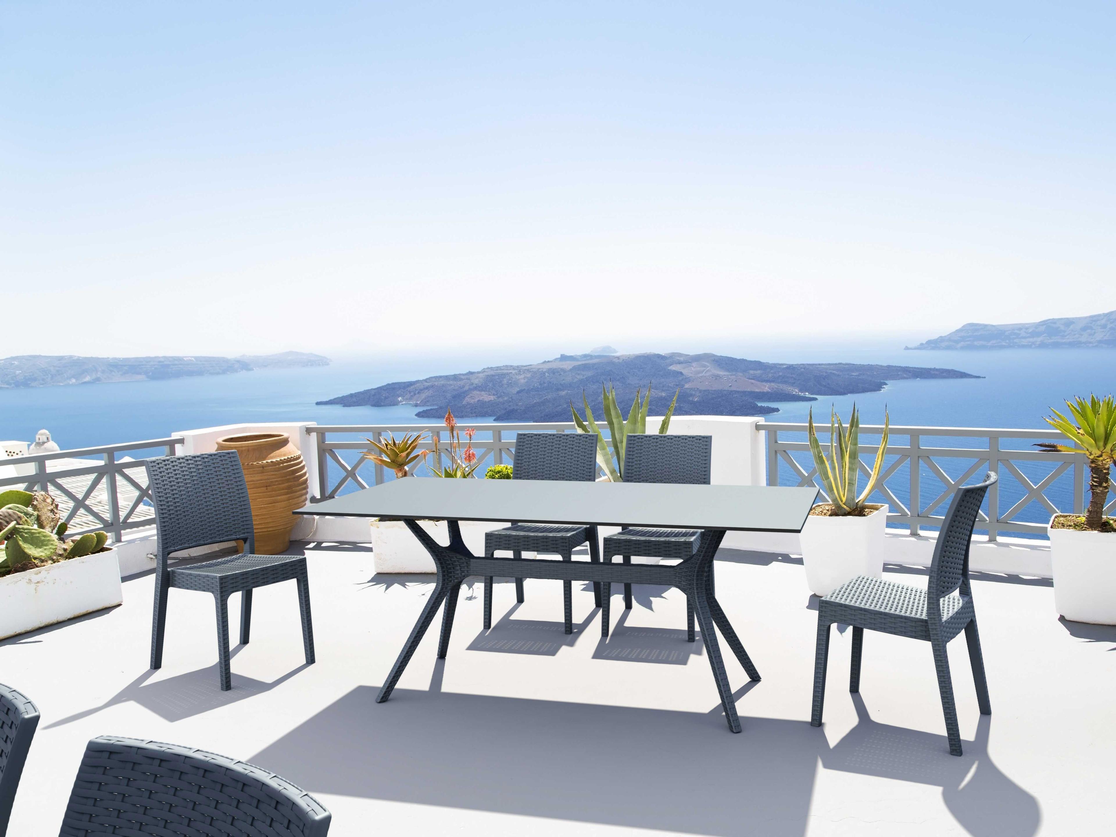 Compamia Ibiza Dark Gray Resin Rectangular Dining Table