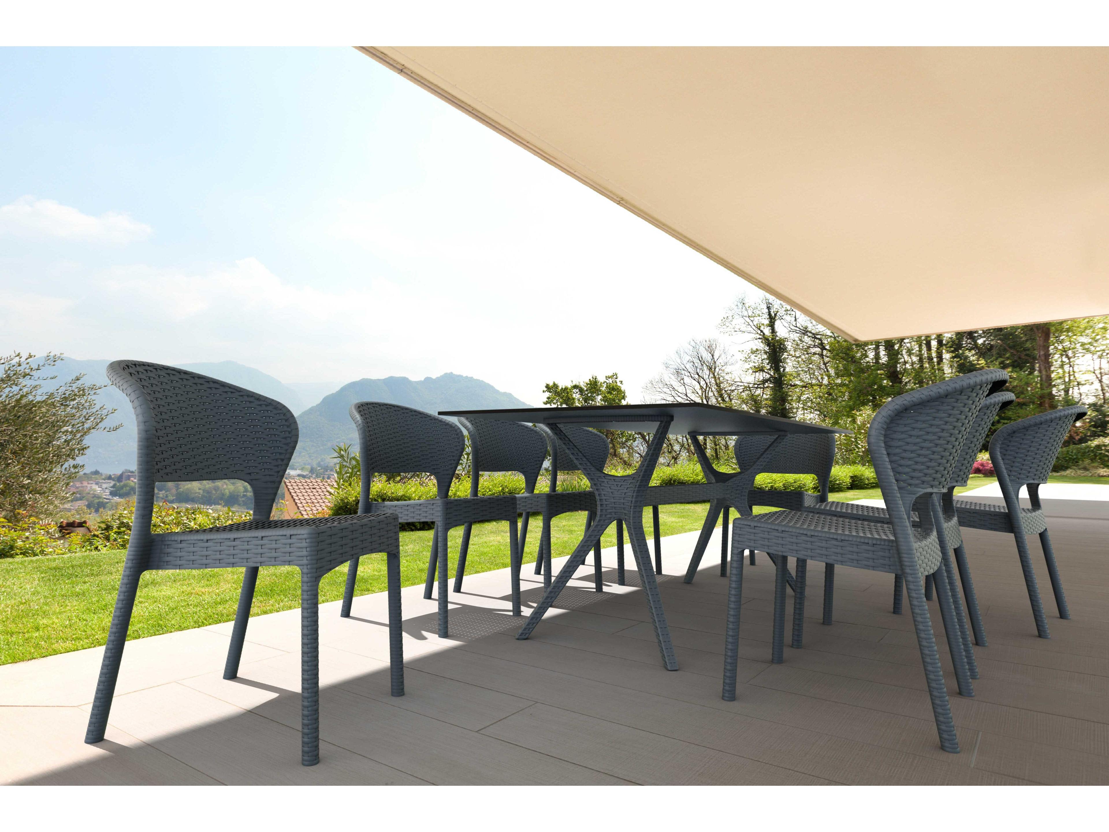 Compamia Ibiza Dark Gray Resin Rectangular Dining Table