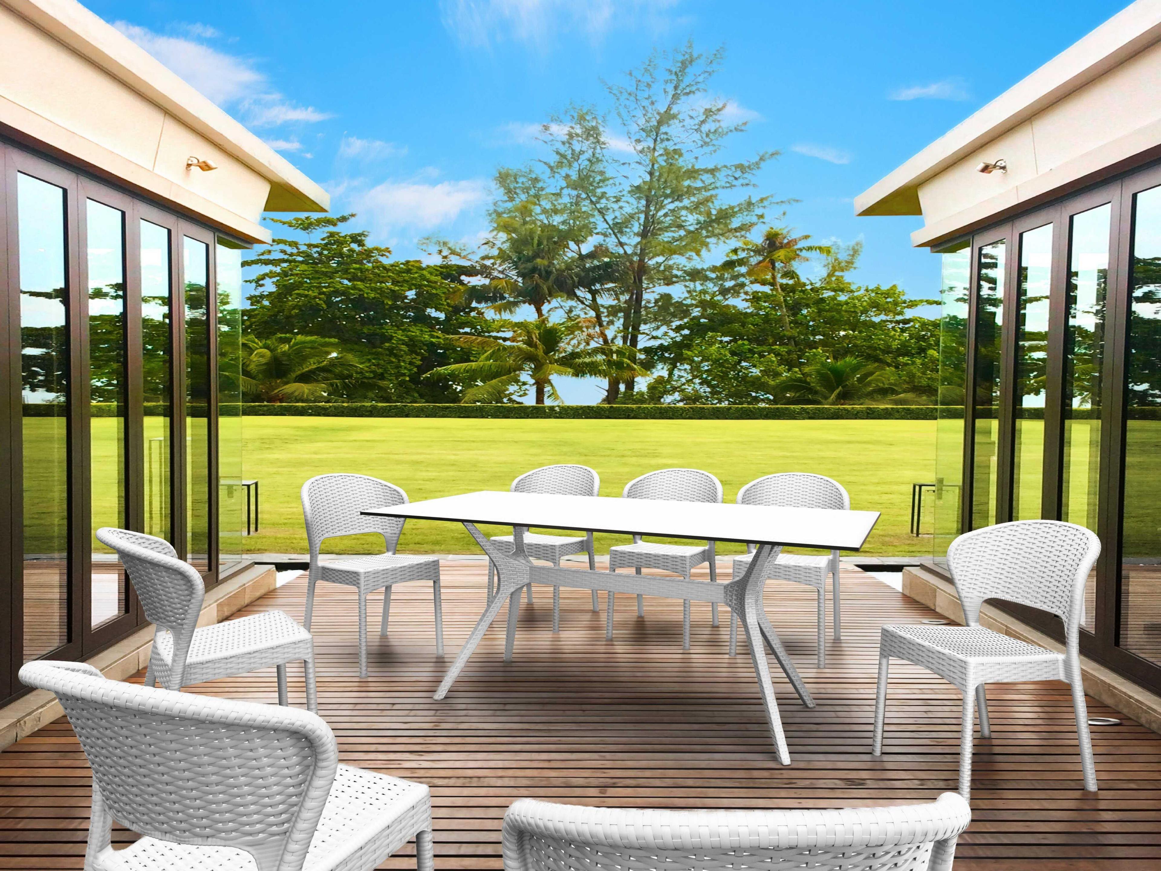 Compamia Ibiza White Resin Rectangular Dining Table