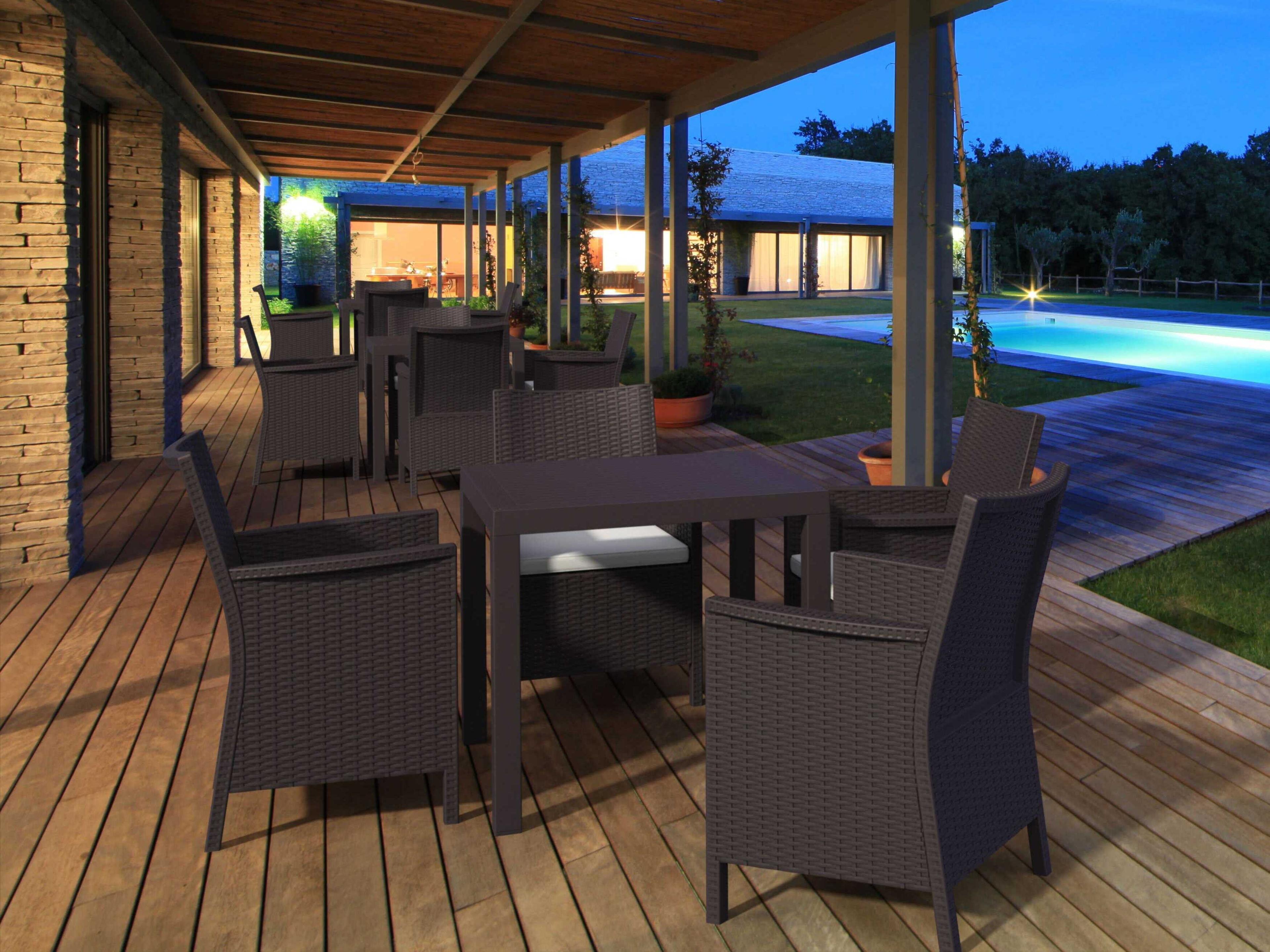 Compamia Orlando Brown Resin Square Dining Table