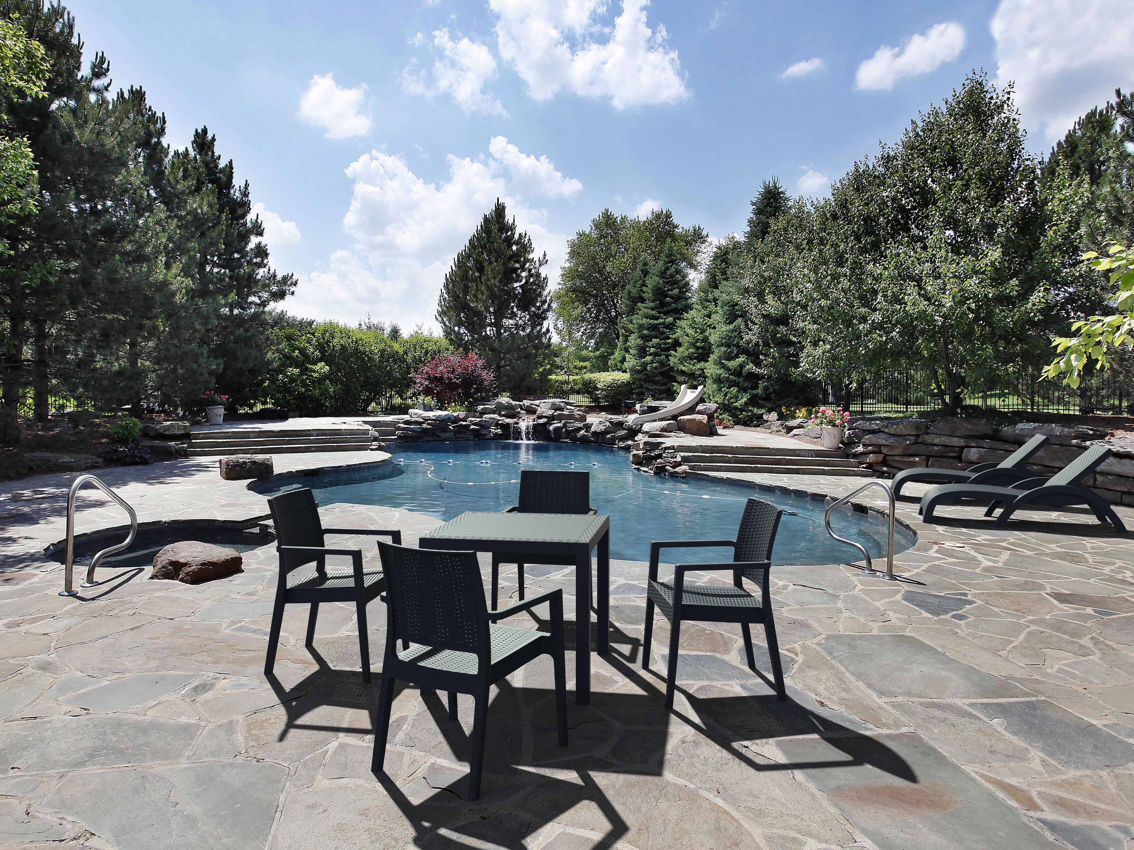 Compamia Orlando Dark Gray Resin Square Dining Table