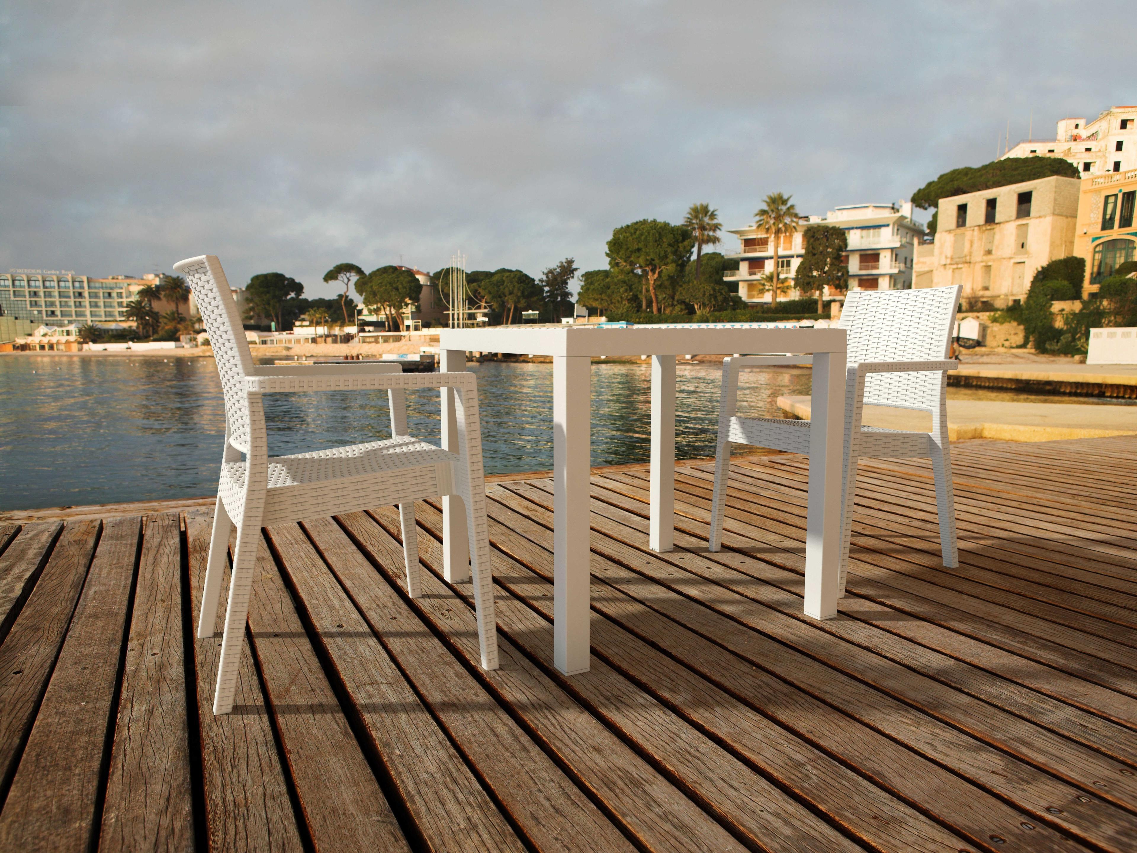 Compamia Orlando White Resin Square Dining Table