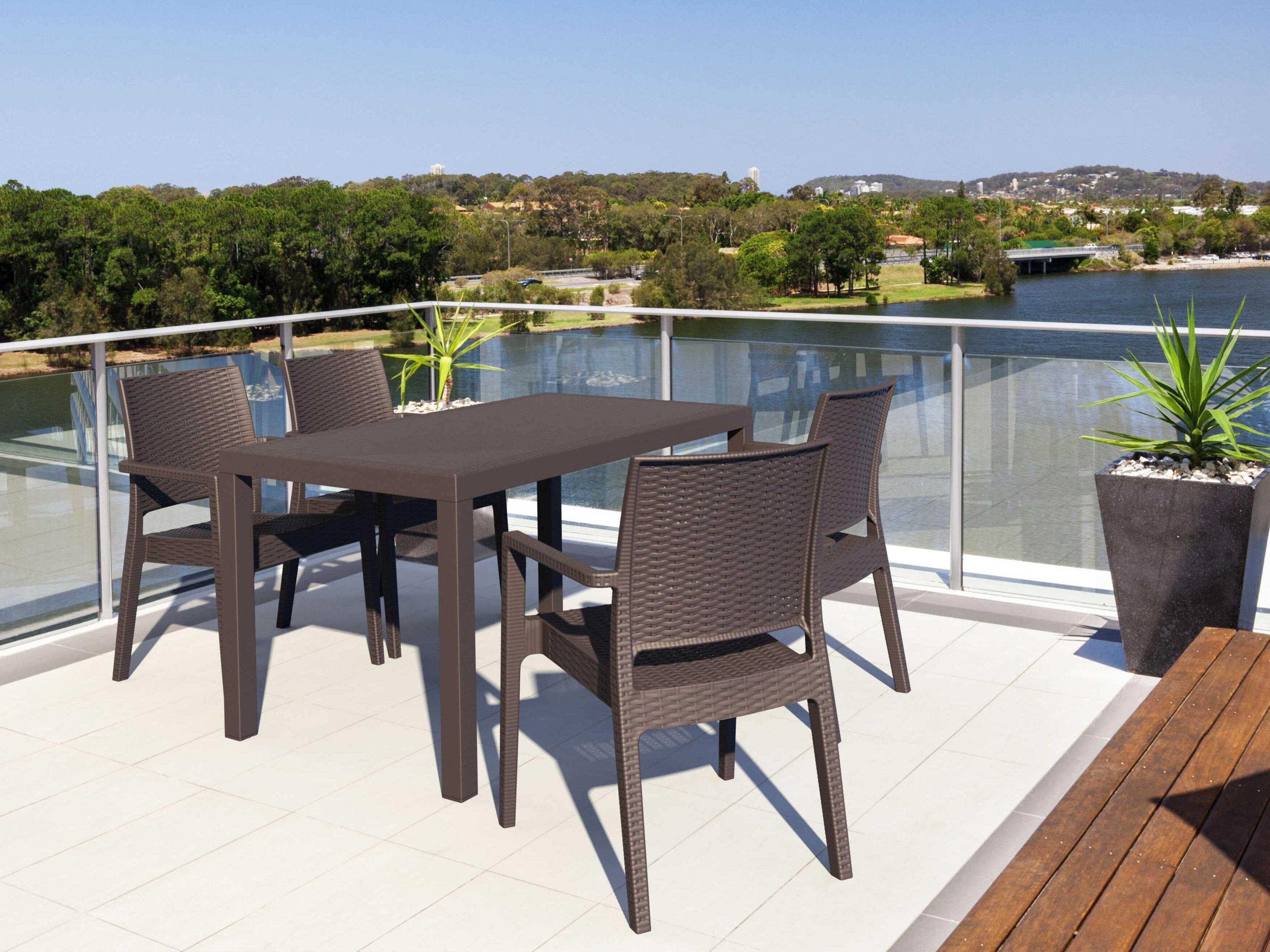 Compamia Orlando Brown Resin Rectangular Dining Table