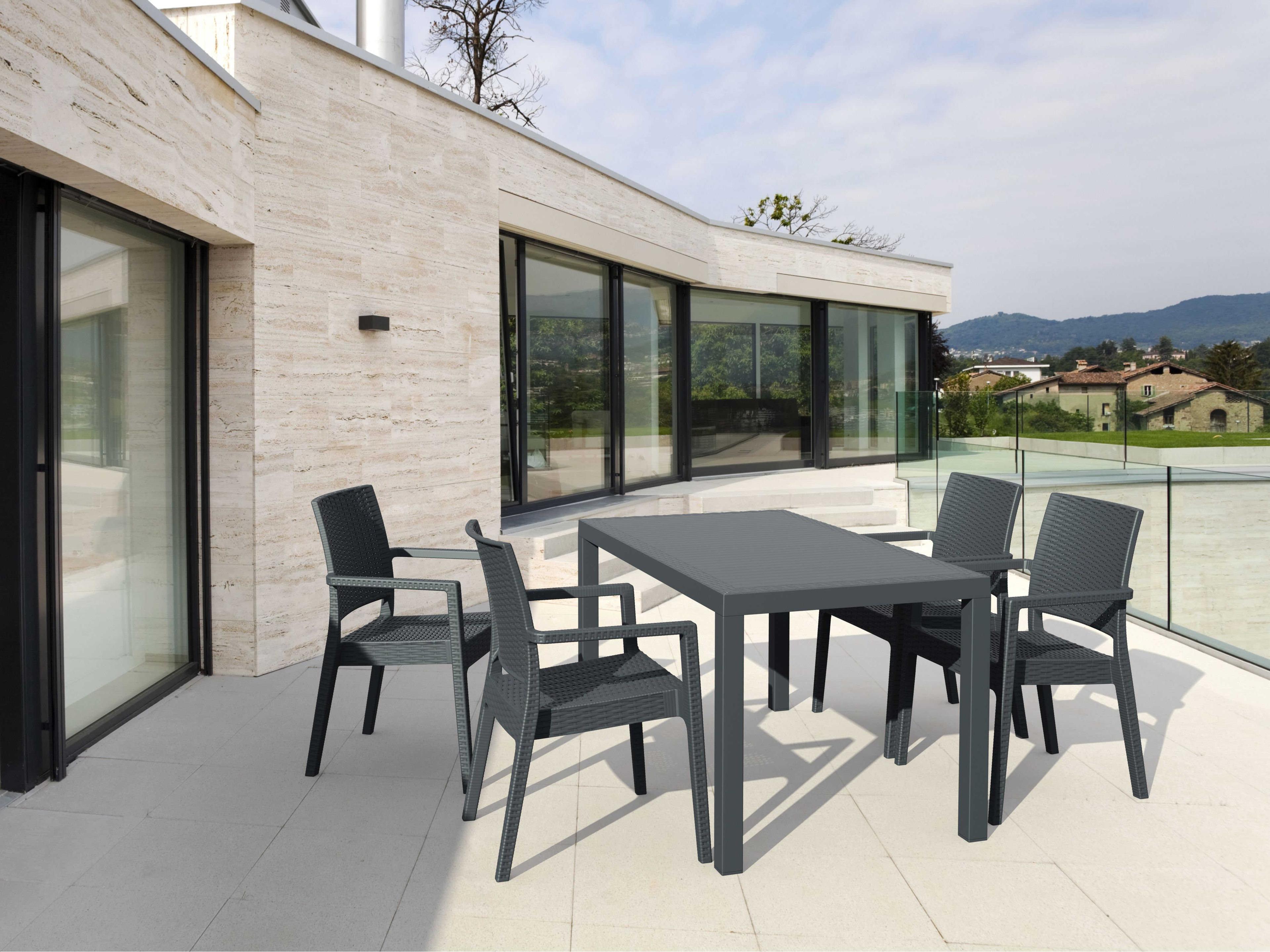 Compamia Orlando Dark Gray Resin Rectangular Dining Table