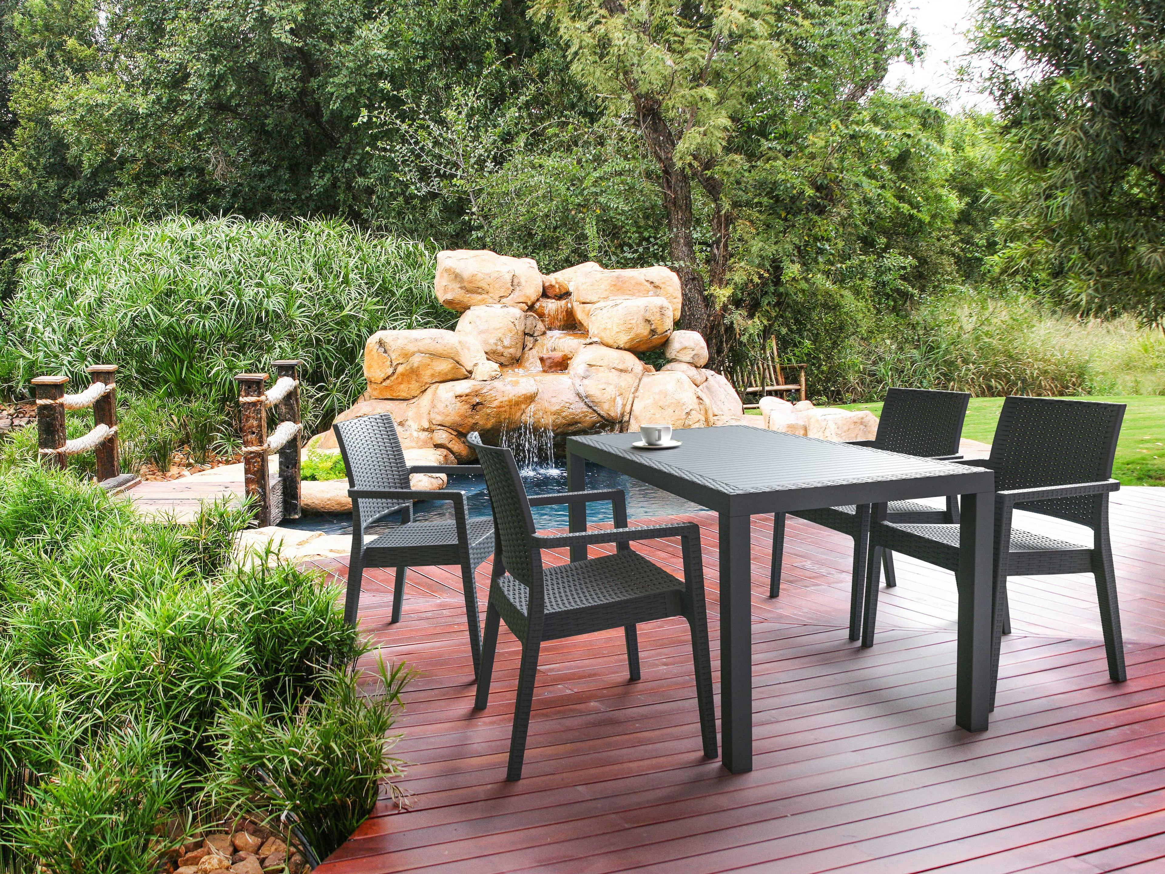 Compamia Orlando Dark Gray Resin Rectangular Dining Table