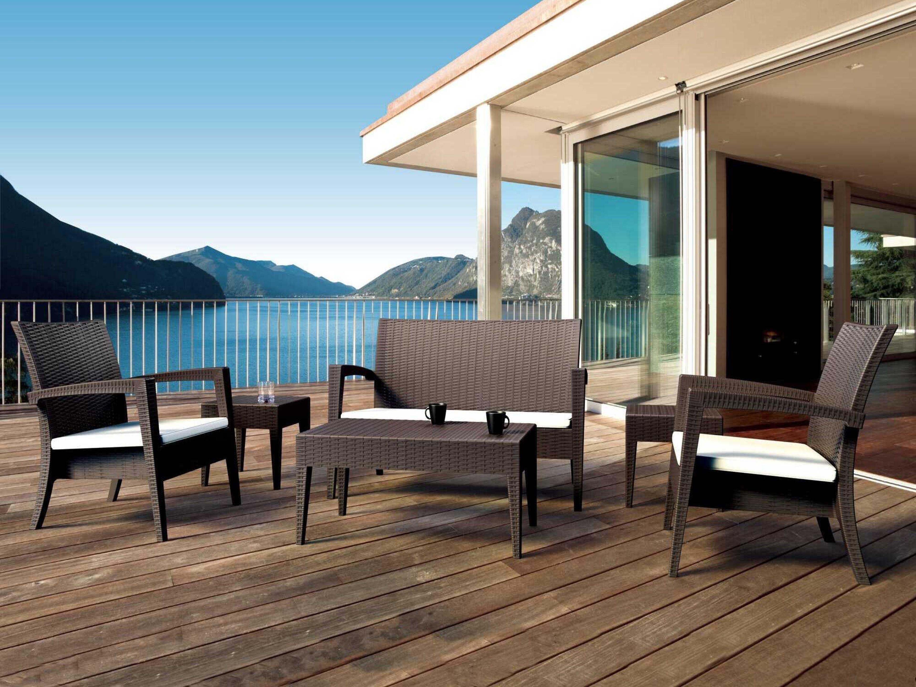 Miami Brown Resin Cushion Lounge Set