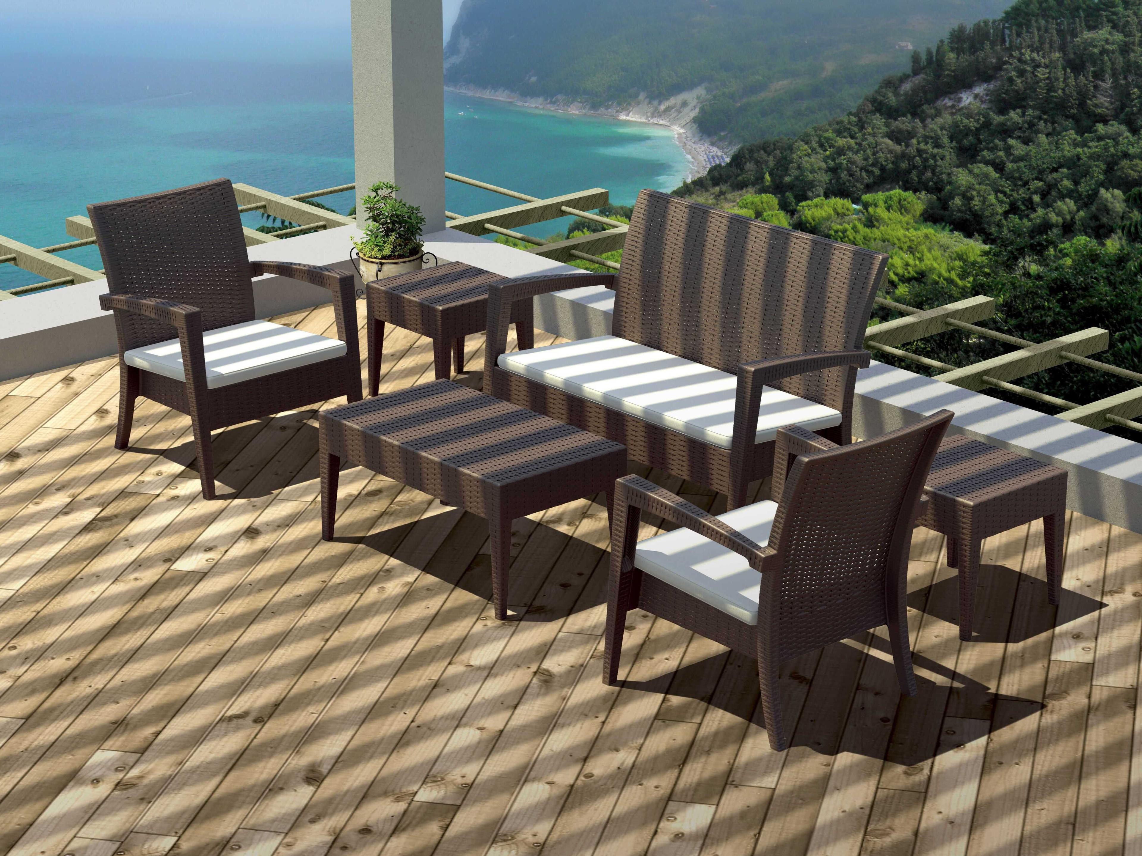 Compamia Miami Brown Resin Cushion Lounge Set