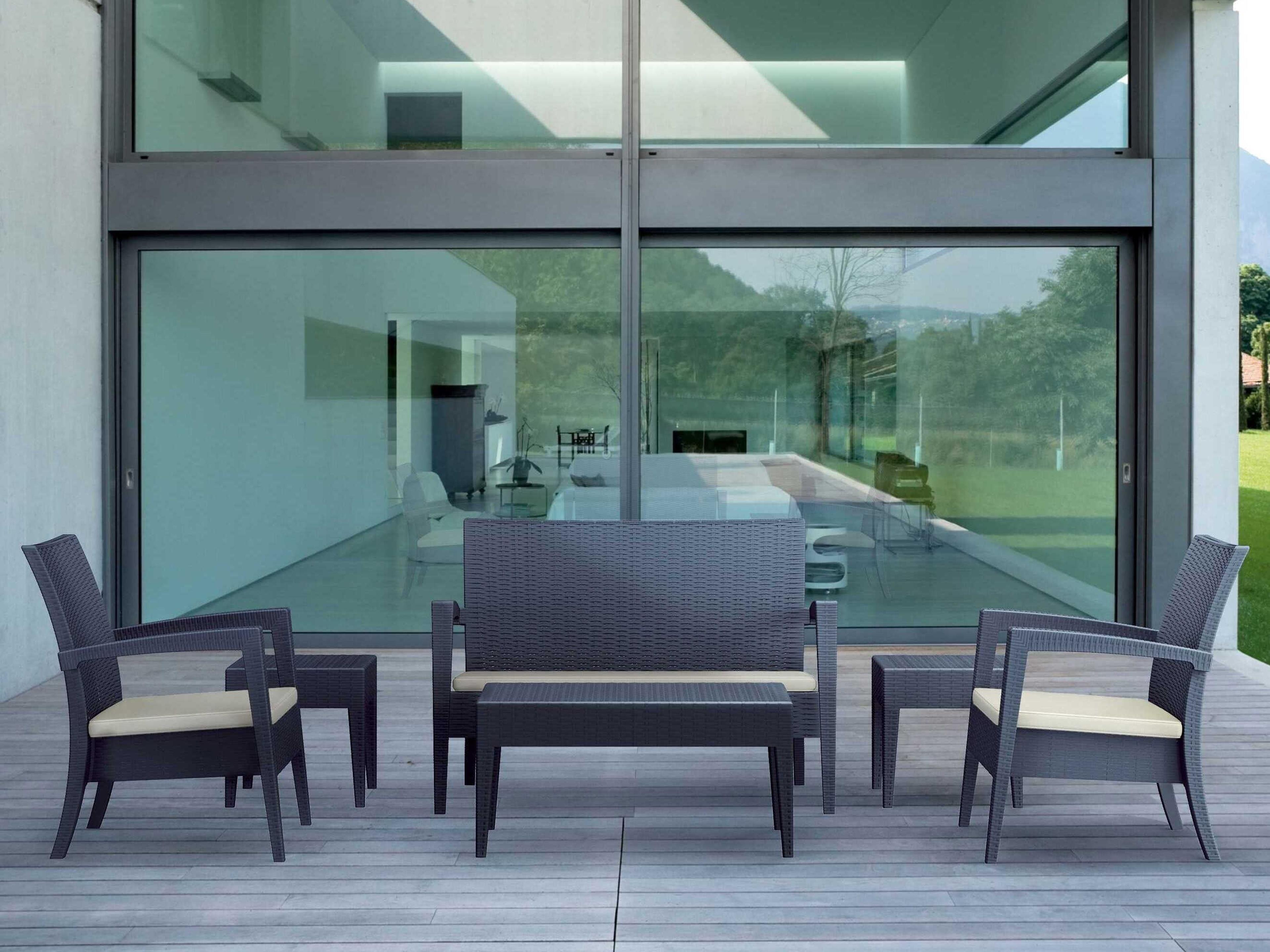 Miami Dark Gray Resin Cushion Lounge Set