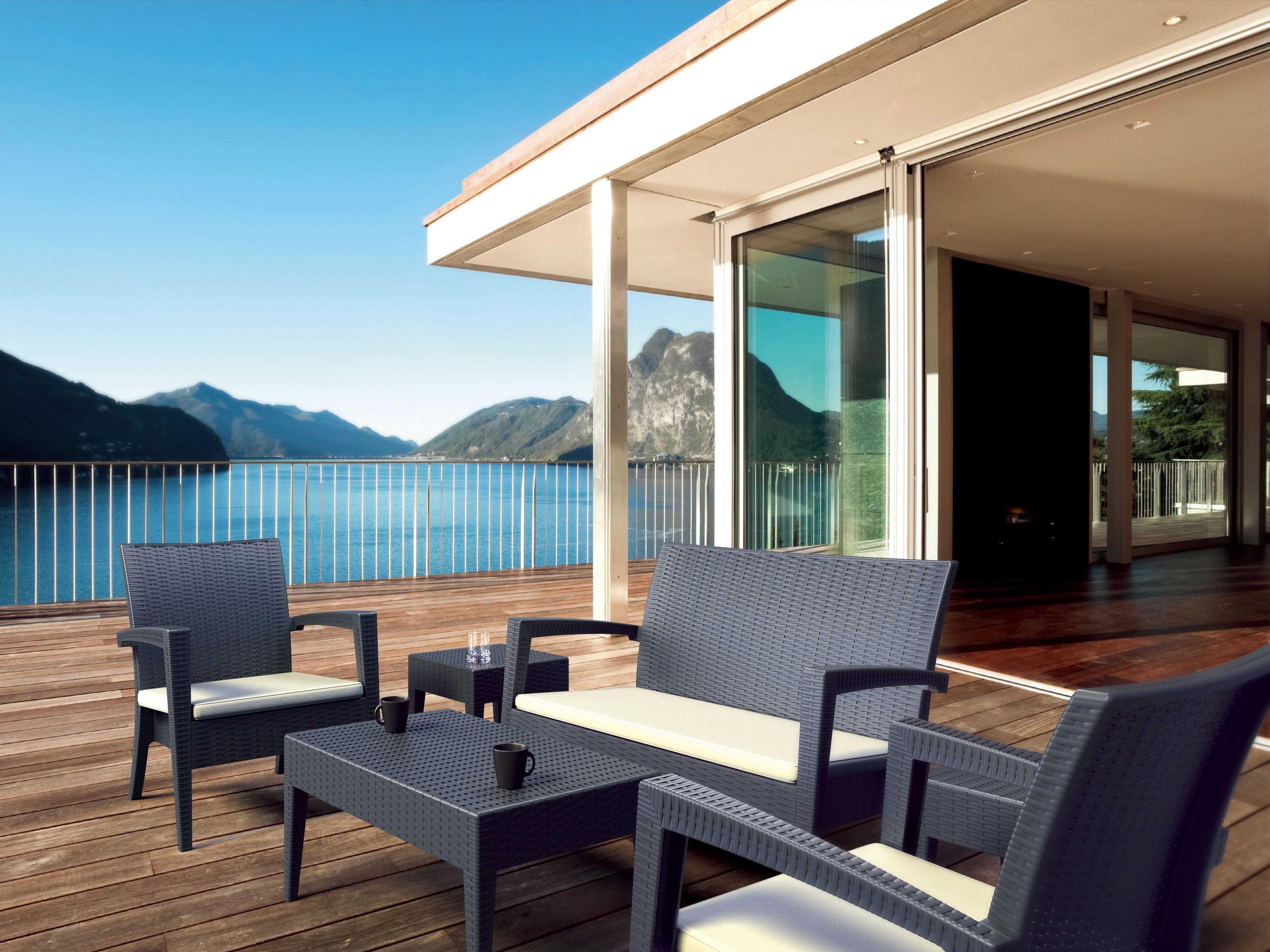 Compamia Miami Dark Gray Resin Cushion Lounge Set