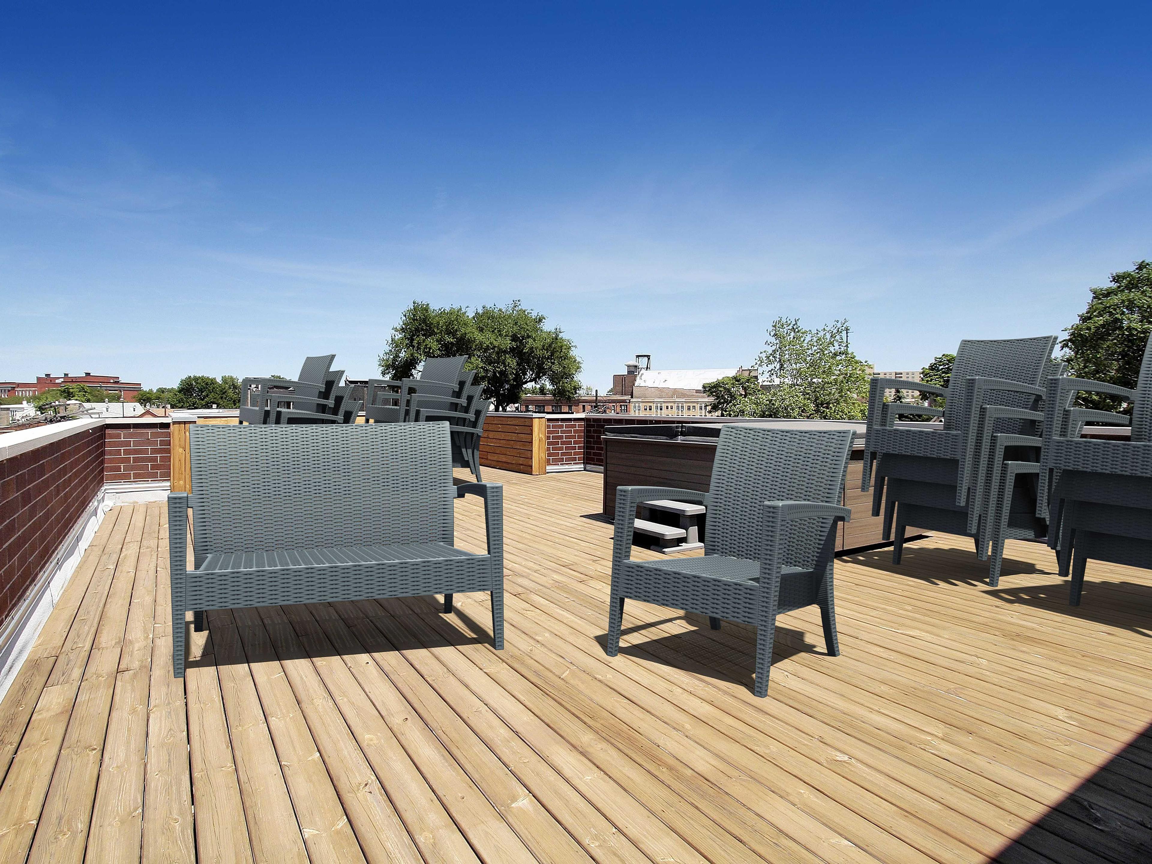 Compamia Miami Dark Gray Resin Cushion Lounge Set