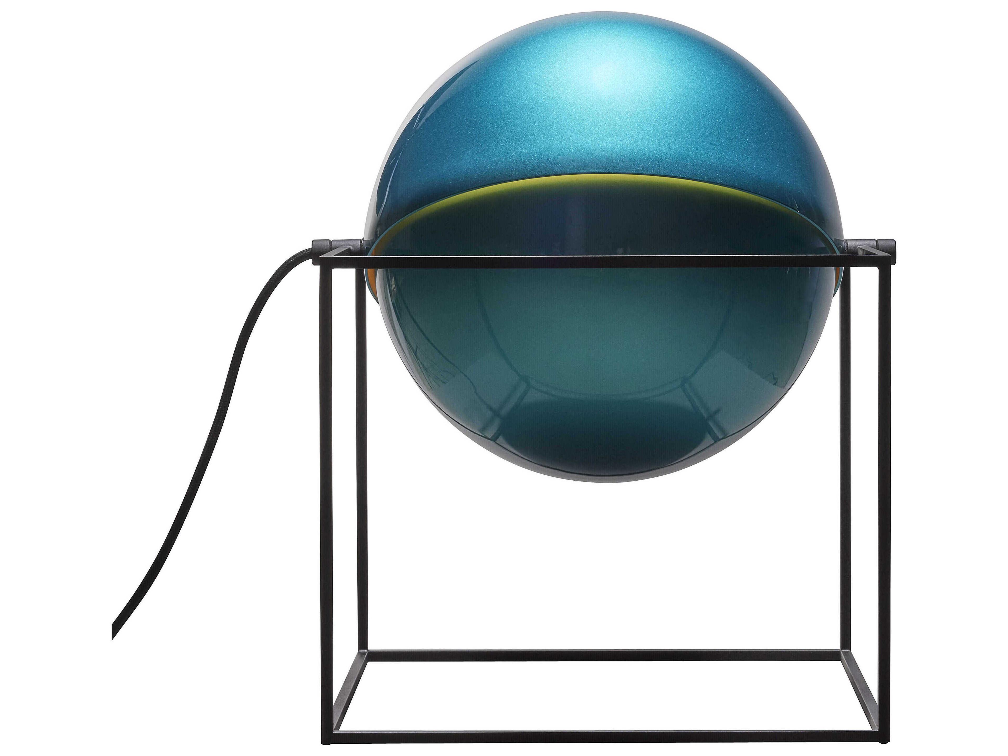 Carpyen El Cubo Metallic Turquoise Blue Table Lamp