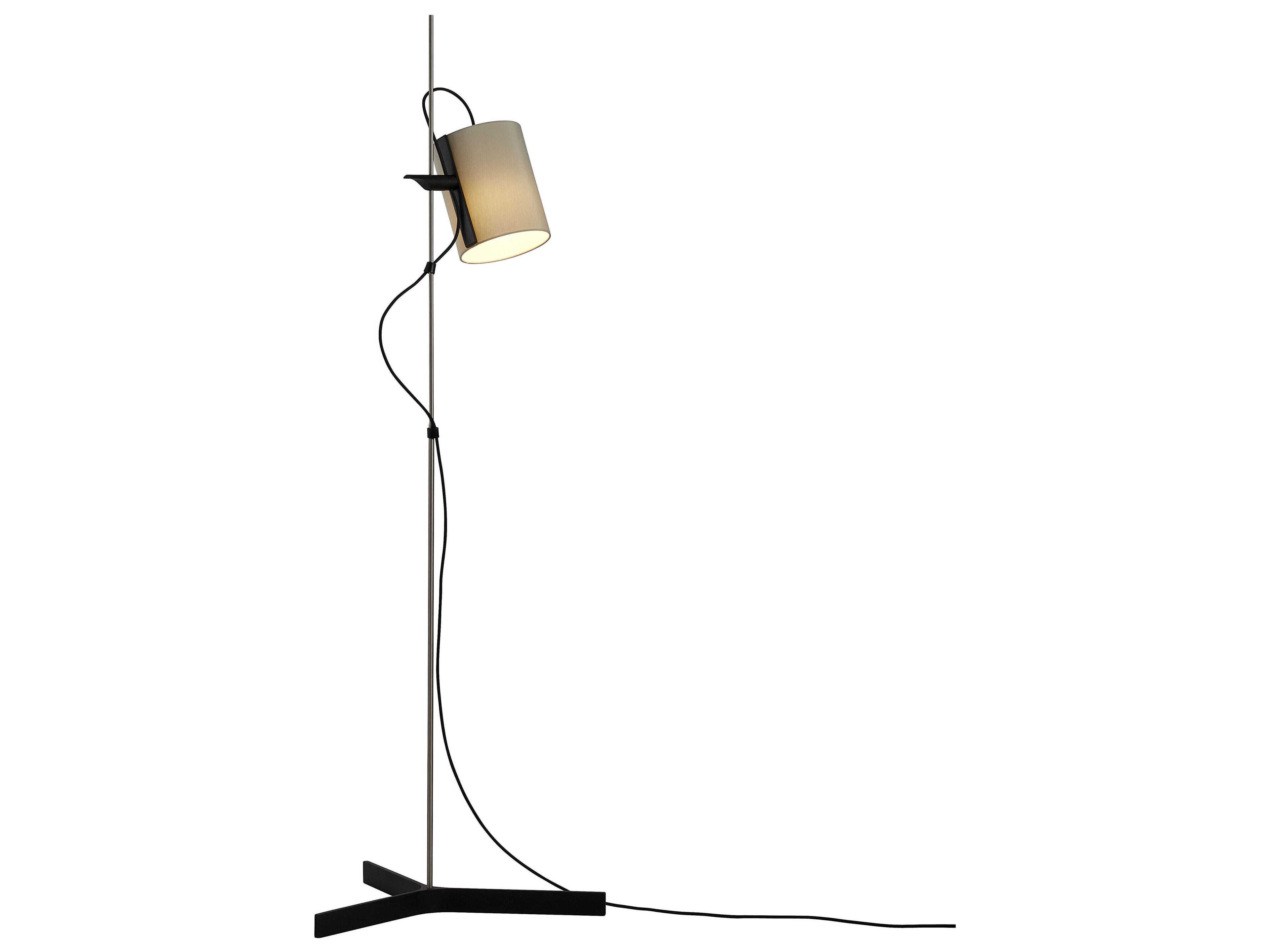 Magnetic Natural Oak Khaki Fabric Black Floor Lamp