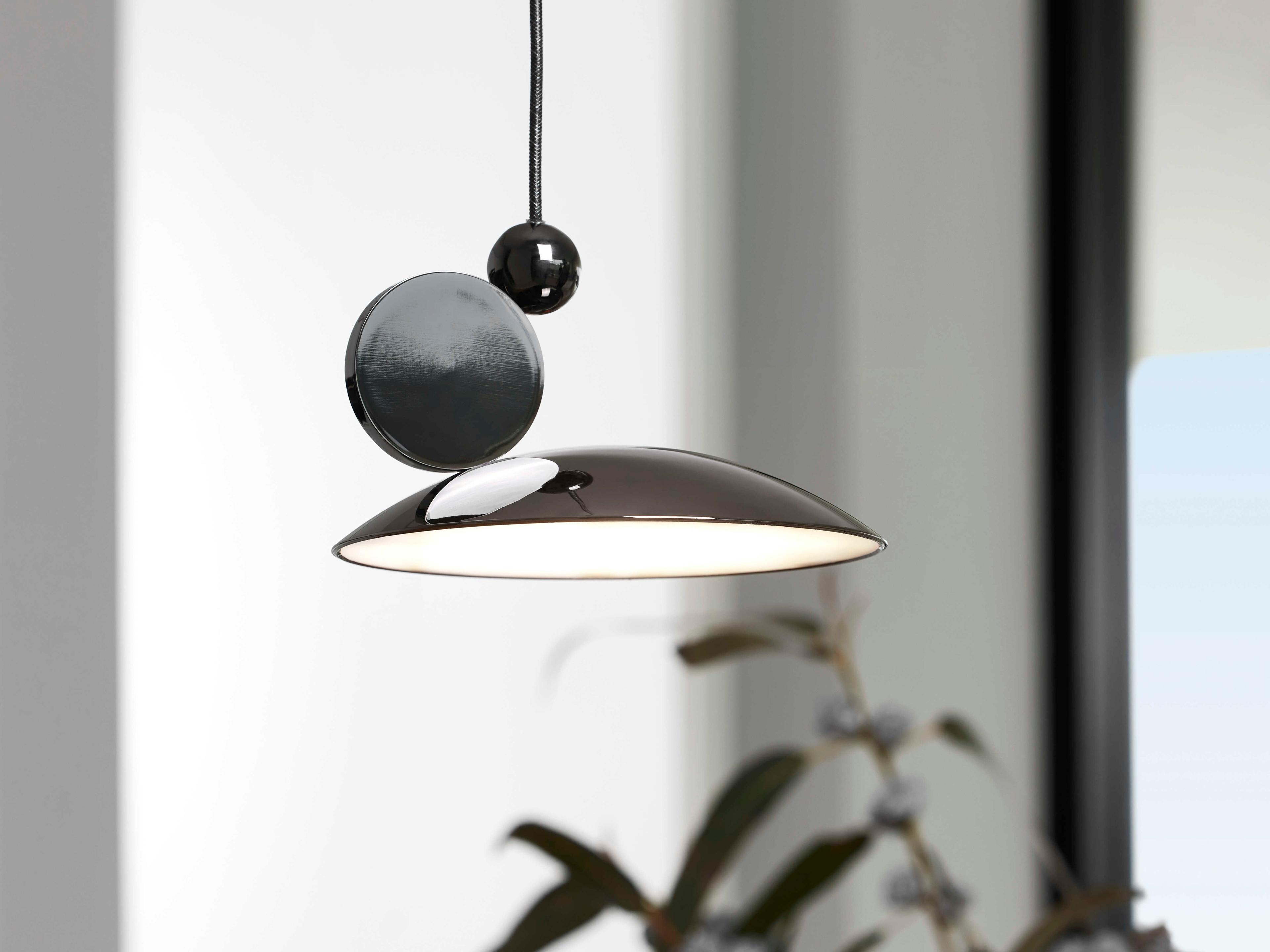 Carpyen Equilibrium Bright Black Dome Geometric Mini Pendant