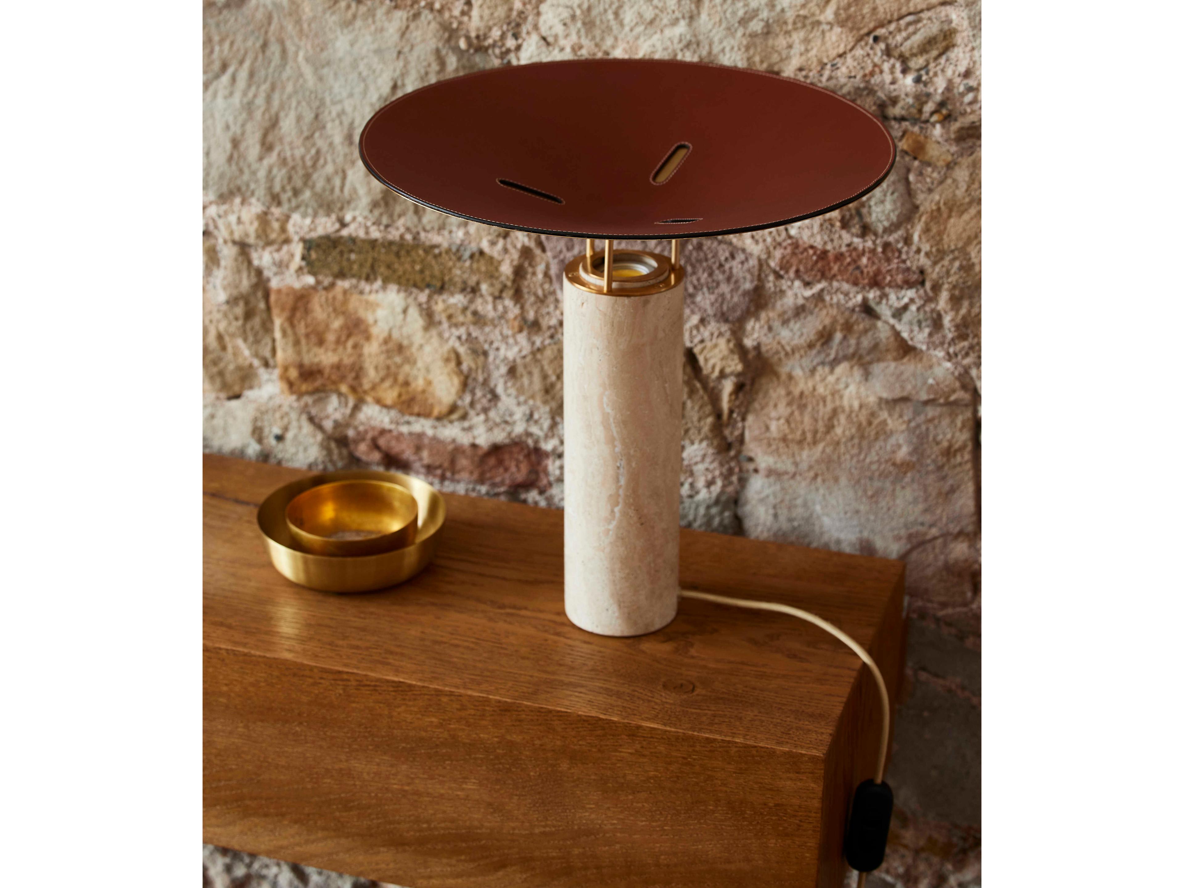 Carpyen Rebound Travertine Off White Table Lamp