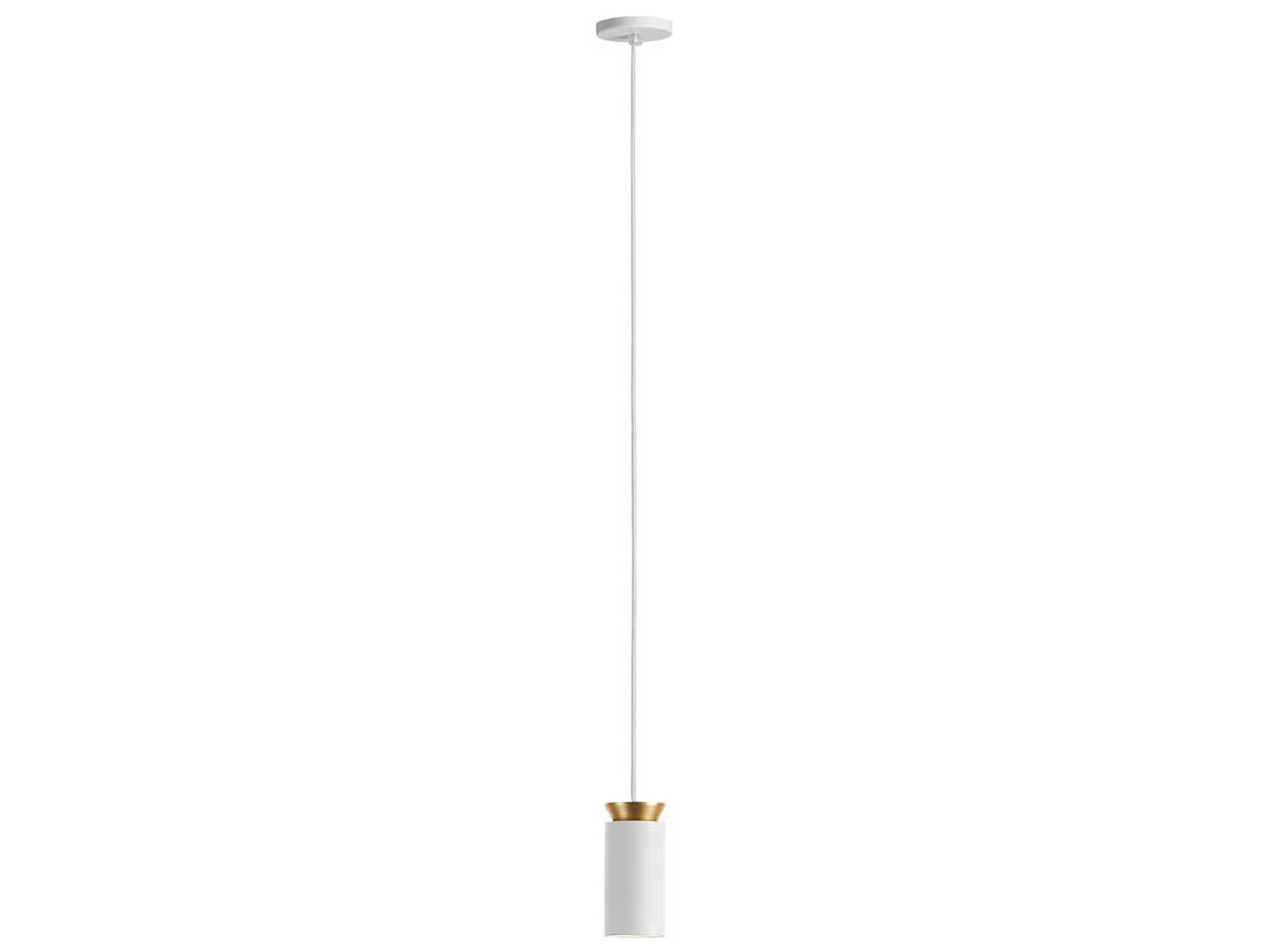 Triana 1-Light White Satin Gold Cylinder Mini Pendant