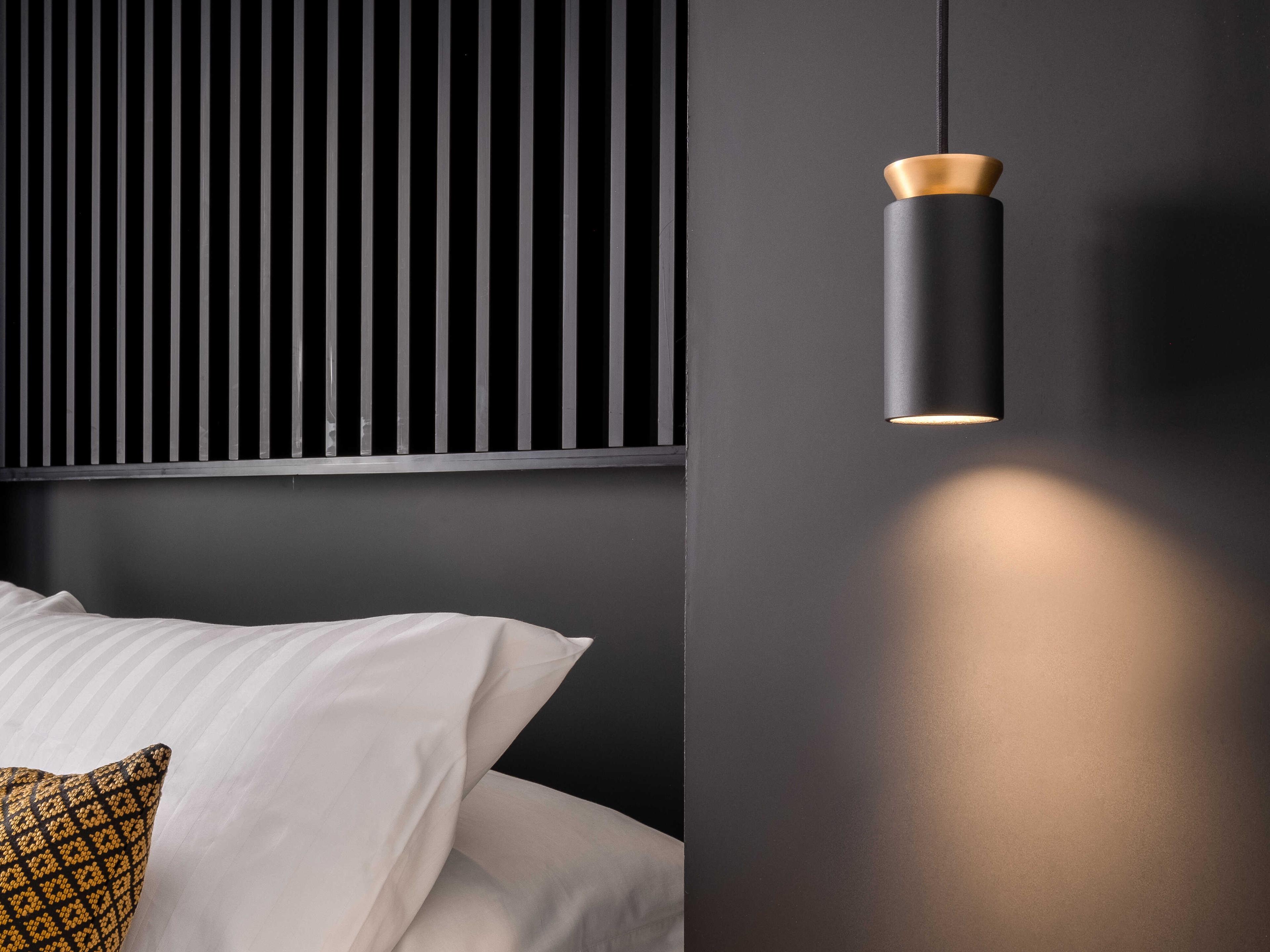 Carpyen Triana 1-Light Black Satin Gold Cylinder Mini Pendant