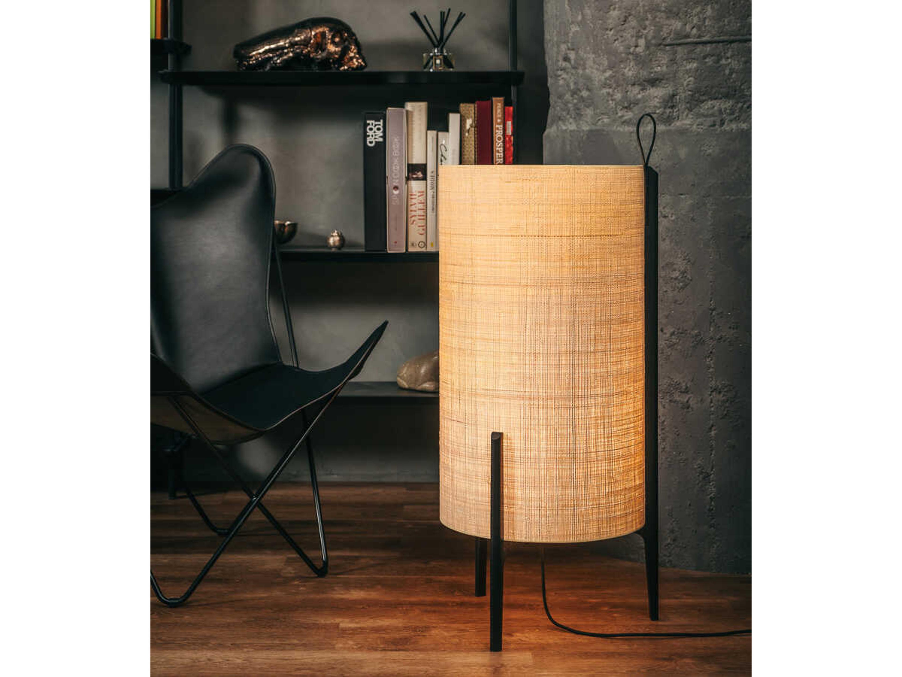 Greta Black Oak Saguran Natural Fiber Floor Lamp