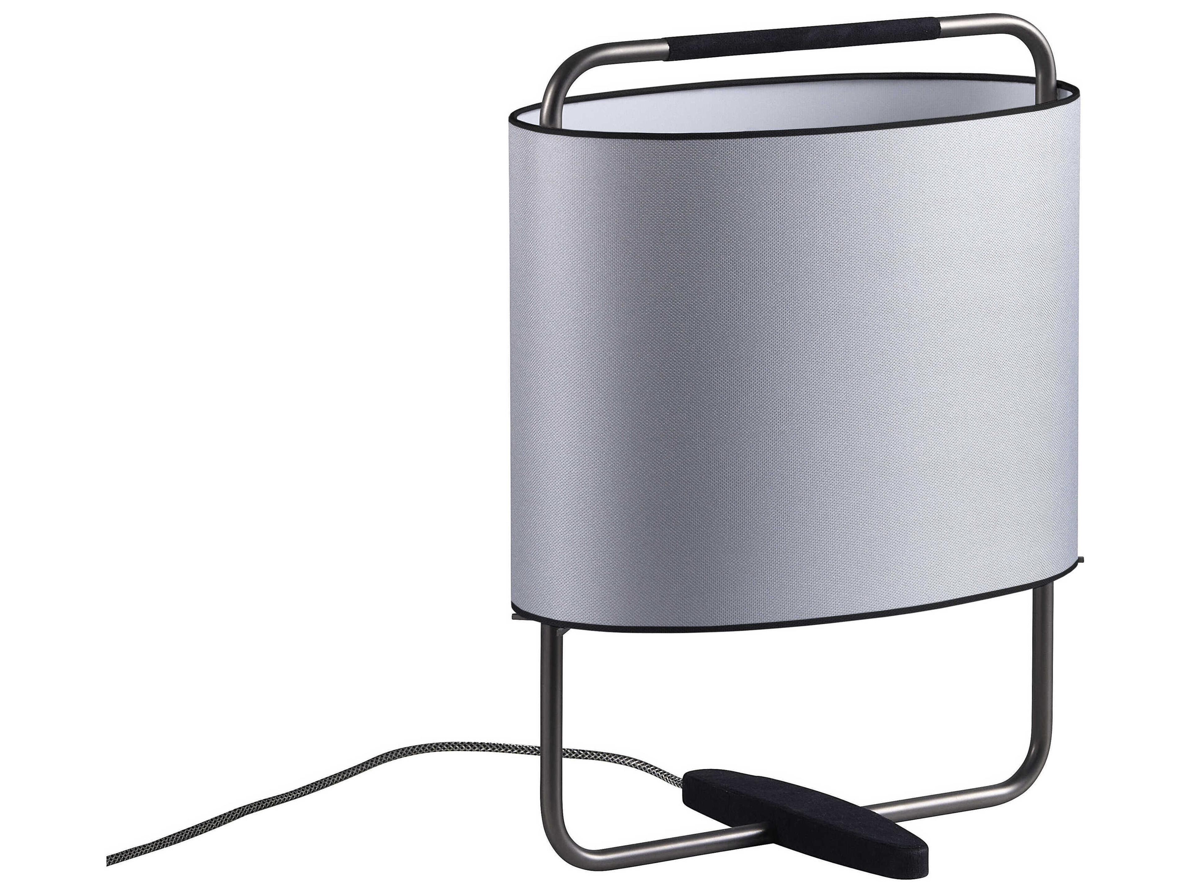 Carpyen Margot Matt Black Nickel Silver Fabric Table Lamp