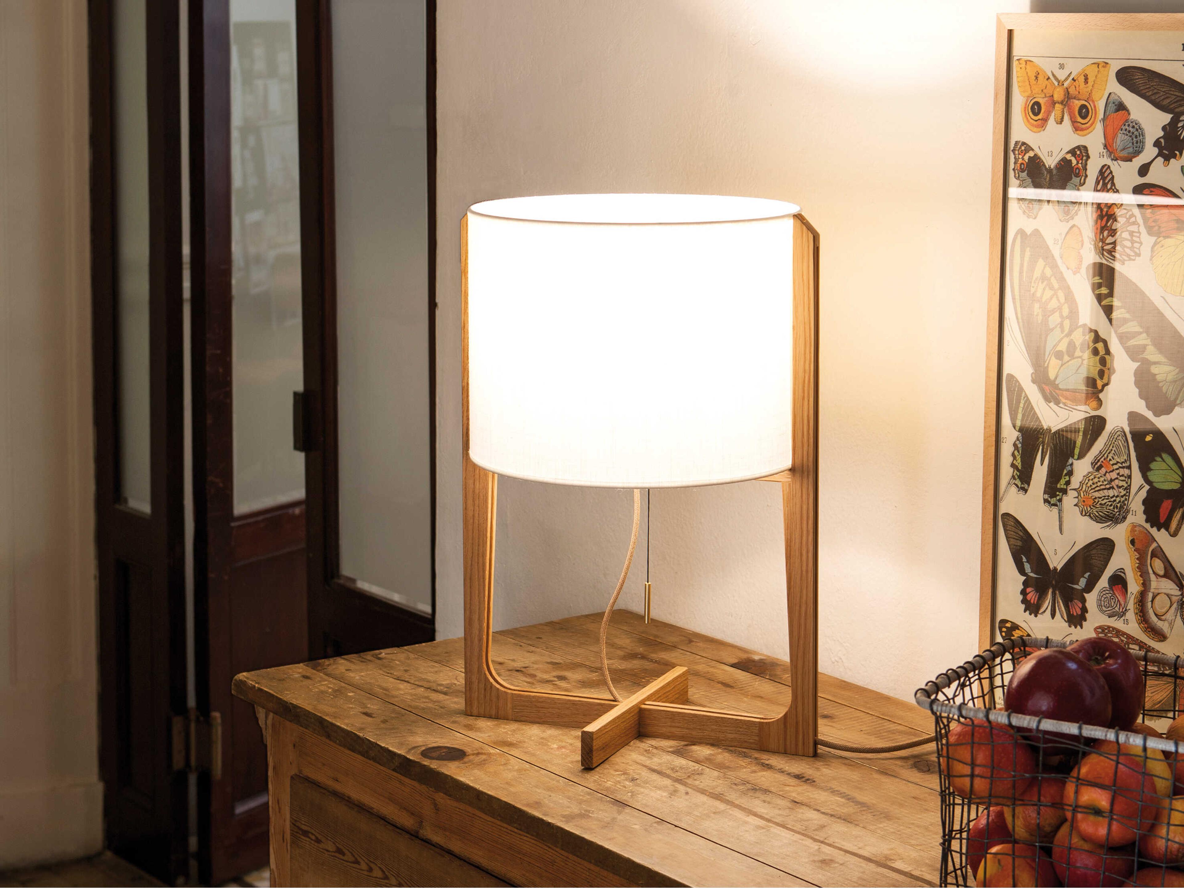 Carpyen Melina Natural Oak Beige Linen Brown Table Lamp