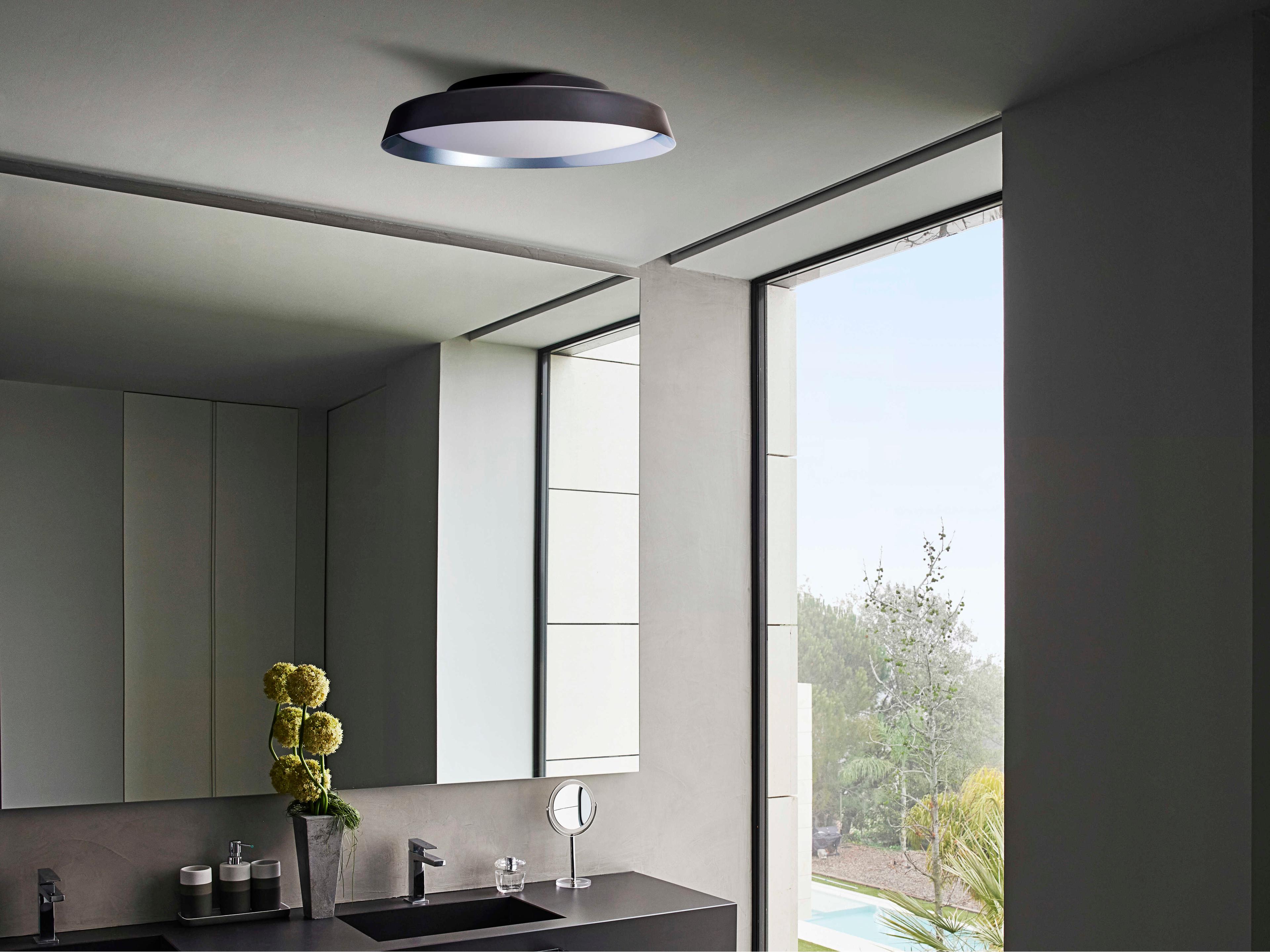 Carpyen Boop Black Blue Grey Metallic Round Flush Mount