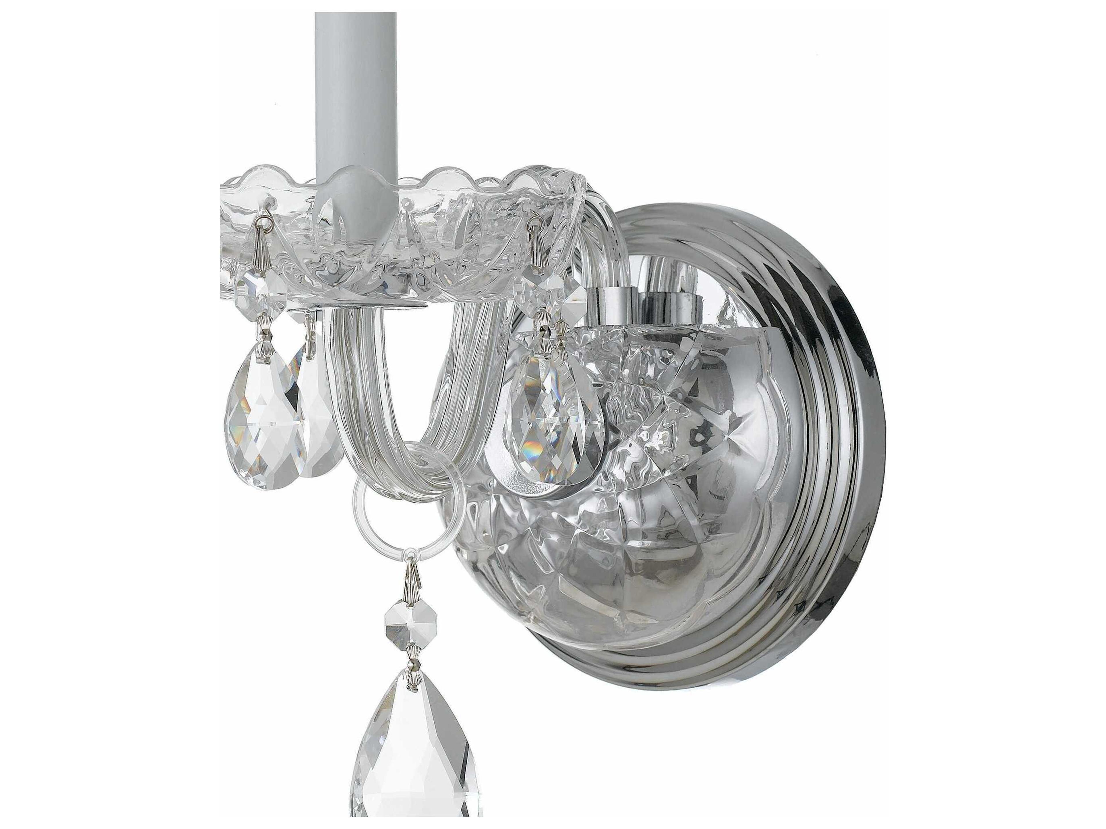 Crystorama Traditional Crystal 1-Light Polished Chrome Glass Wall Sconce