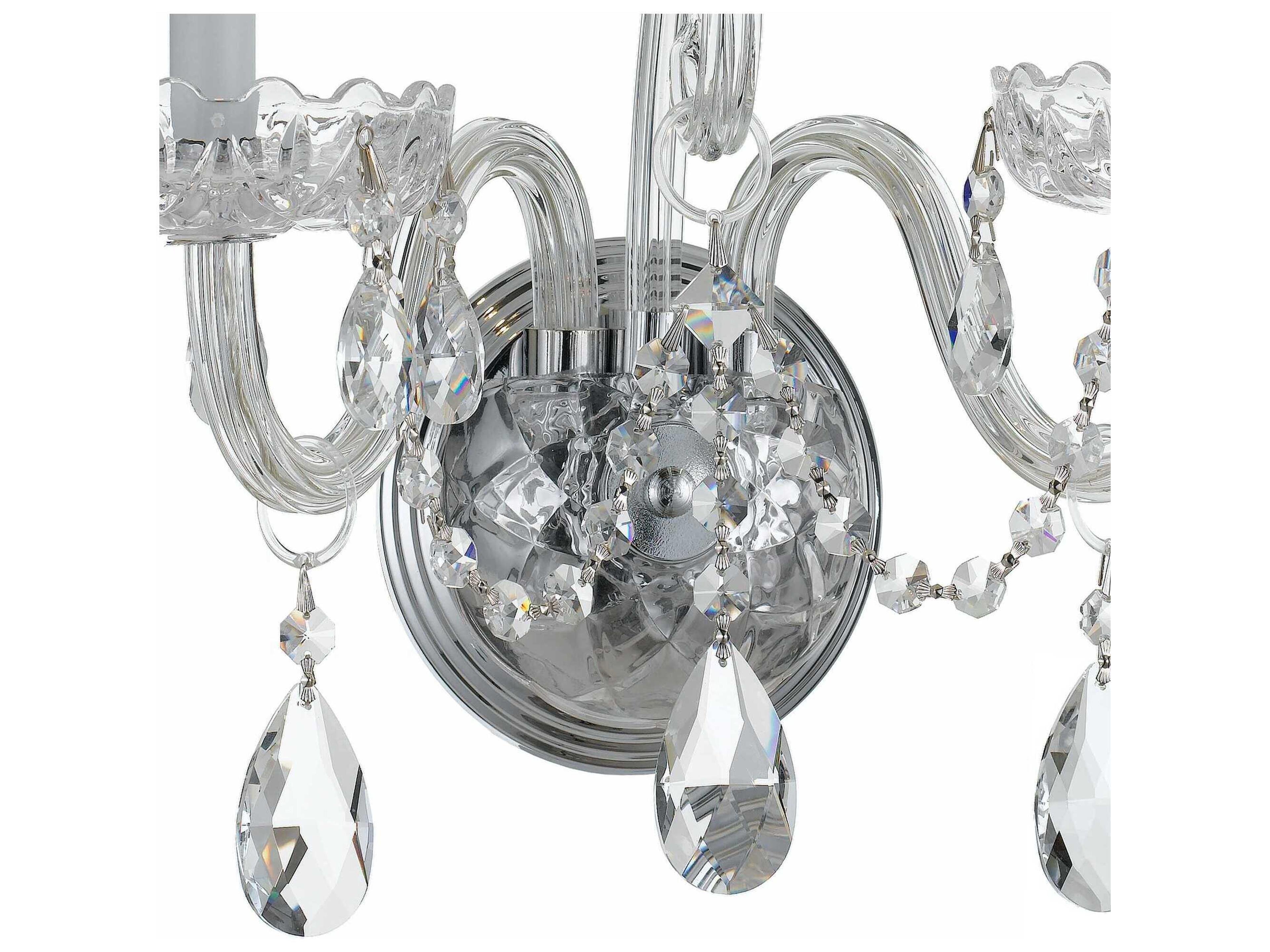 Crystorama Traditional Crystal 2-Light Polished Chrome Glass Wall Sconce
